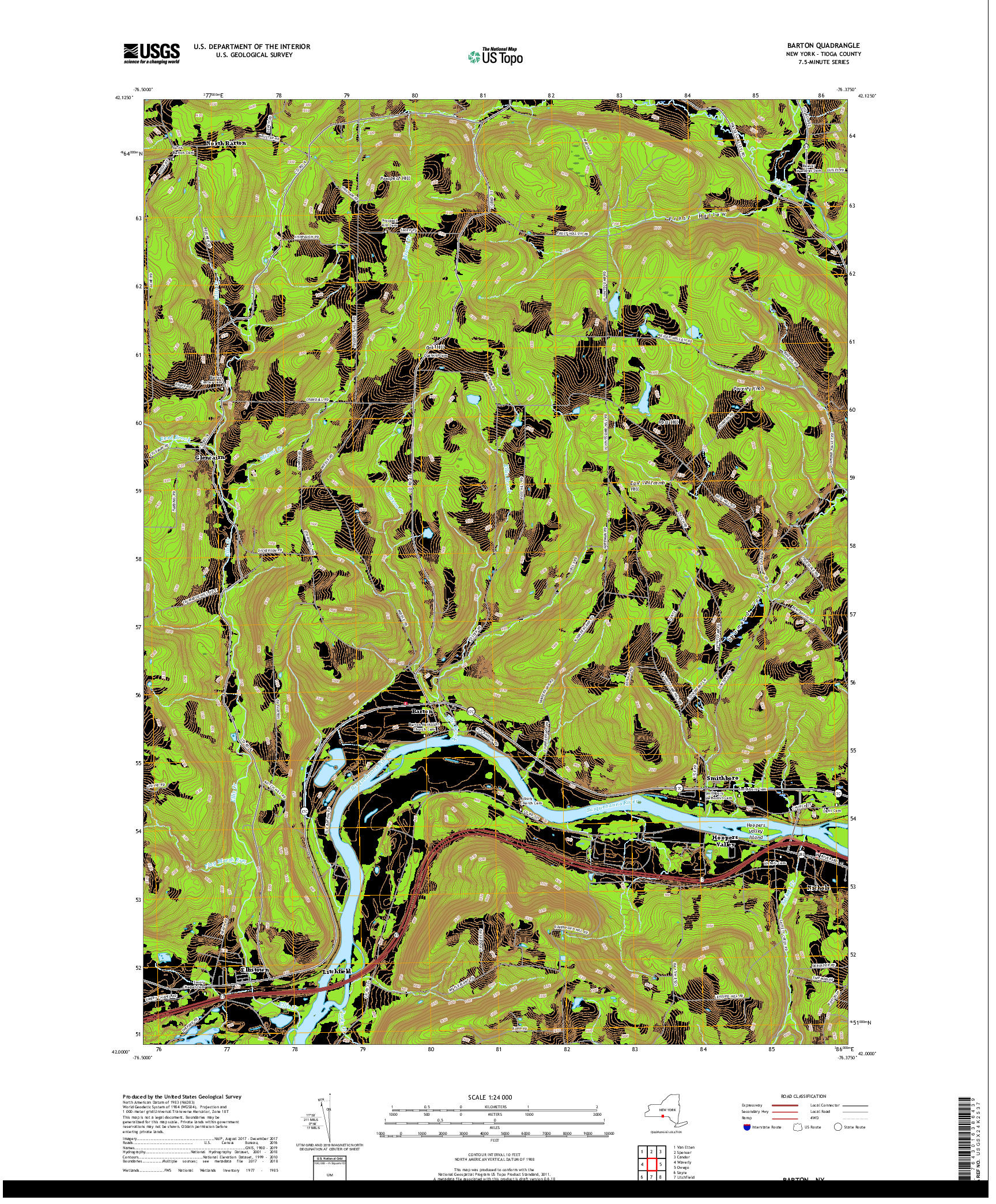 USGS US TOPO 7.5-MINUTE MAP FOR BARTON, NY 2019