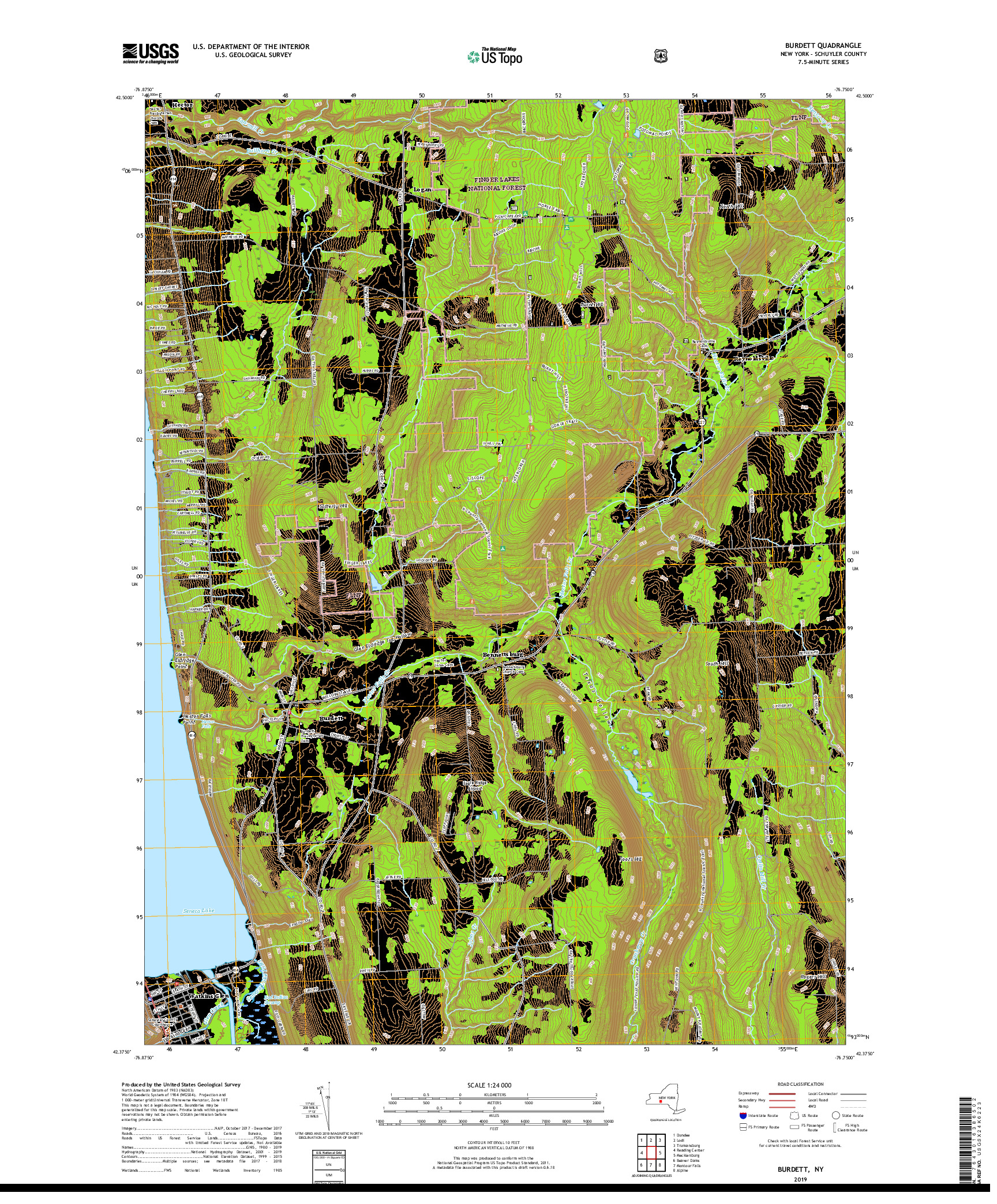 USGS US TOPO 7.5-MINUTE MAP FOR BURDETT, NY 2019