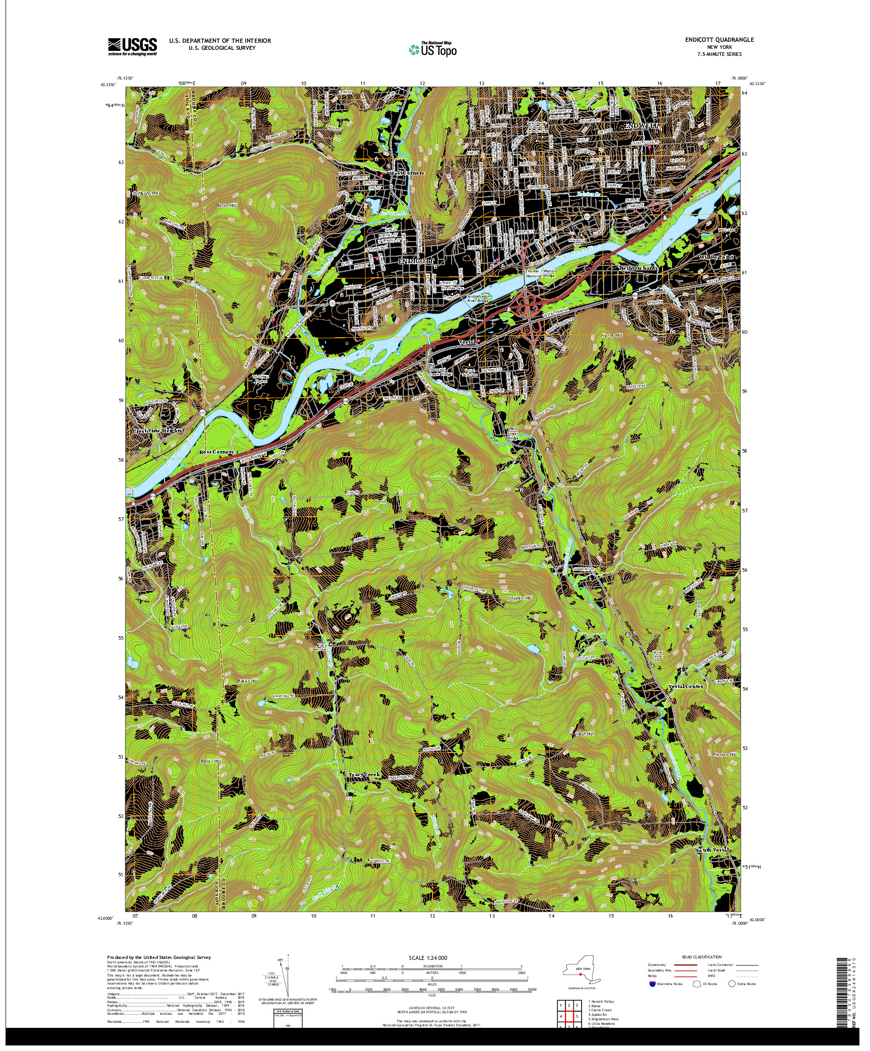 USGS US TOPO 7.5-MINUTE MAP FOR ENDICOTT, NY 2019