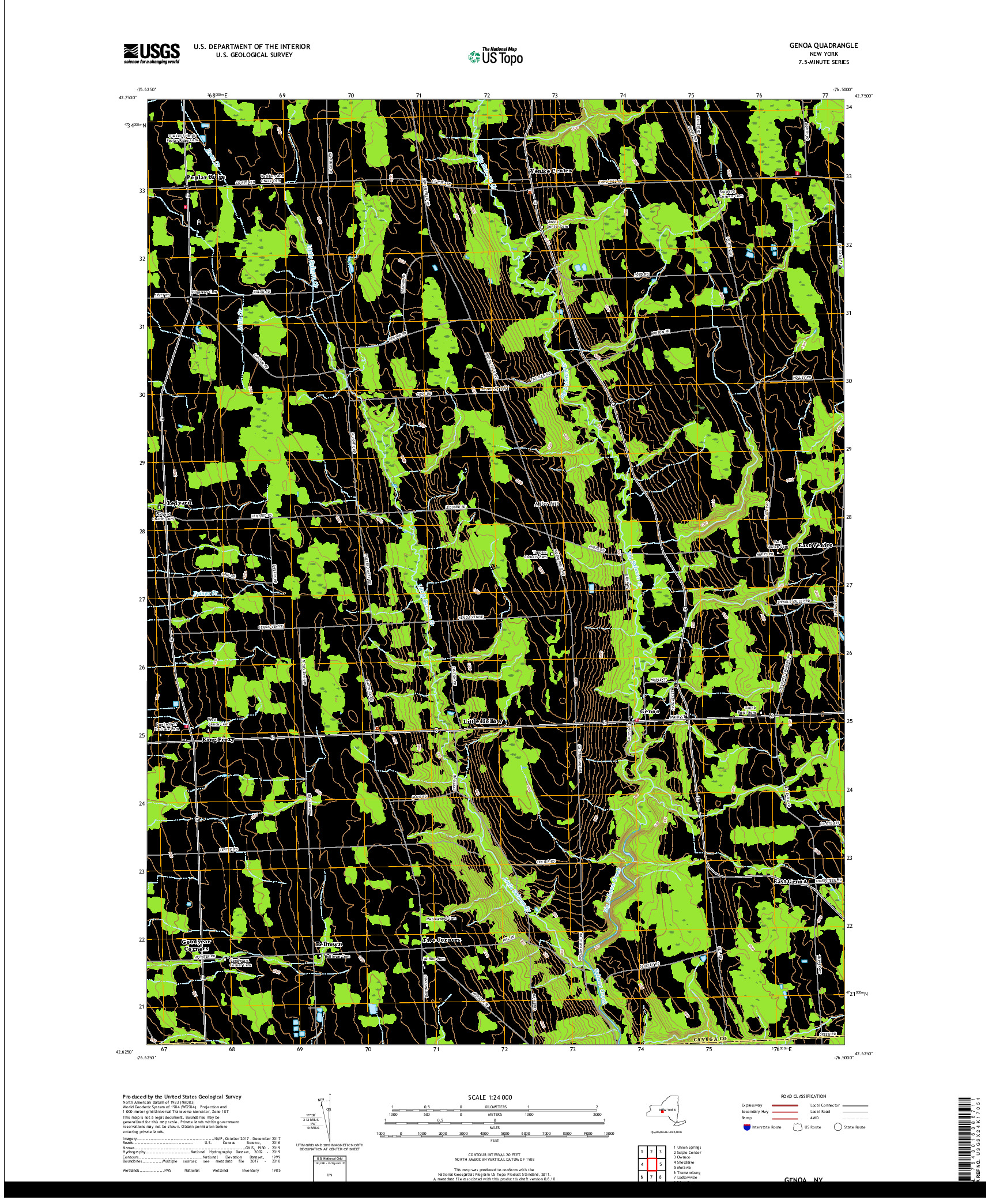 USGS US TOPO 7.5-MINUTE MAP FOR GENOA, NY 2019