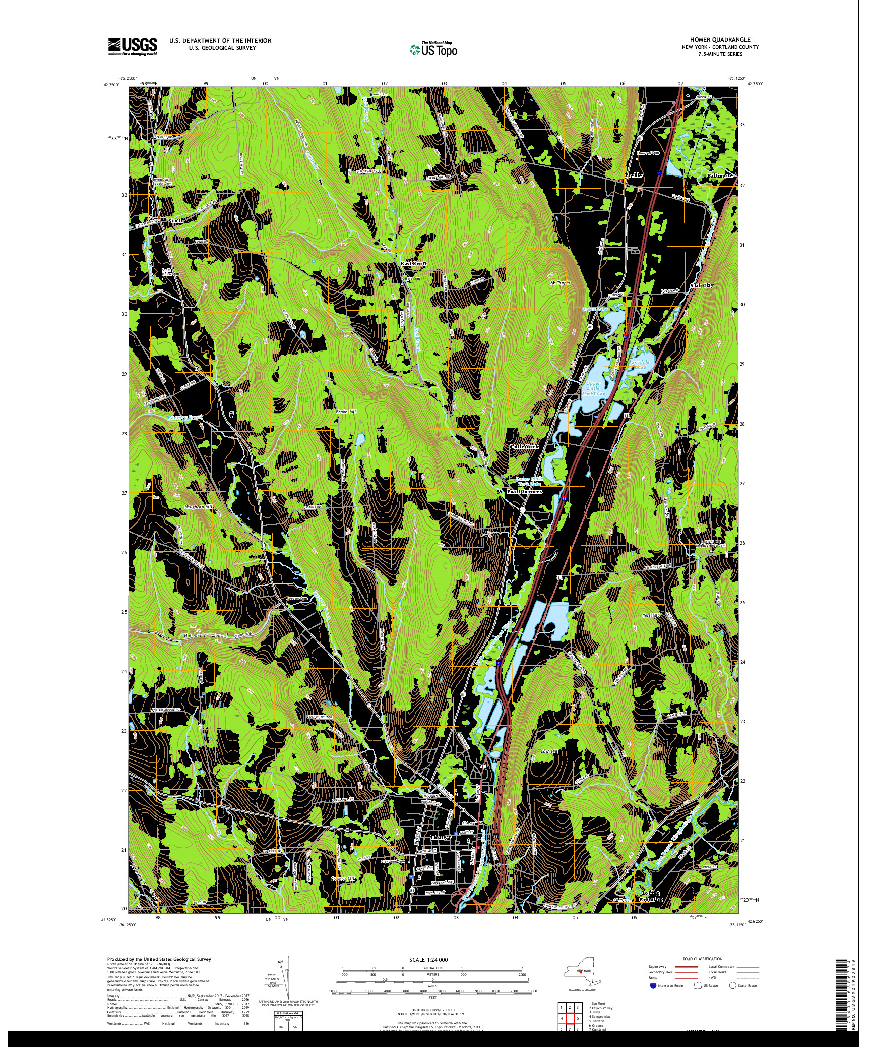 USGS US TOPO 7.5-MINUTE MAP FOR HOMER, NY 2019