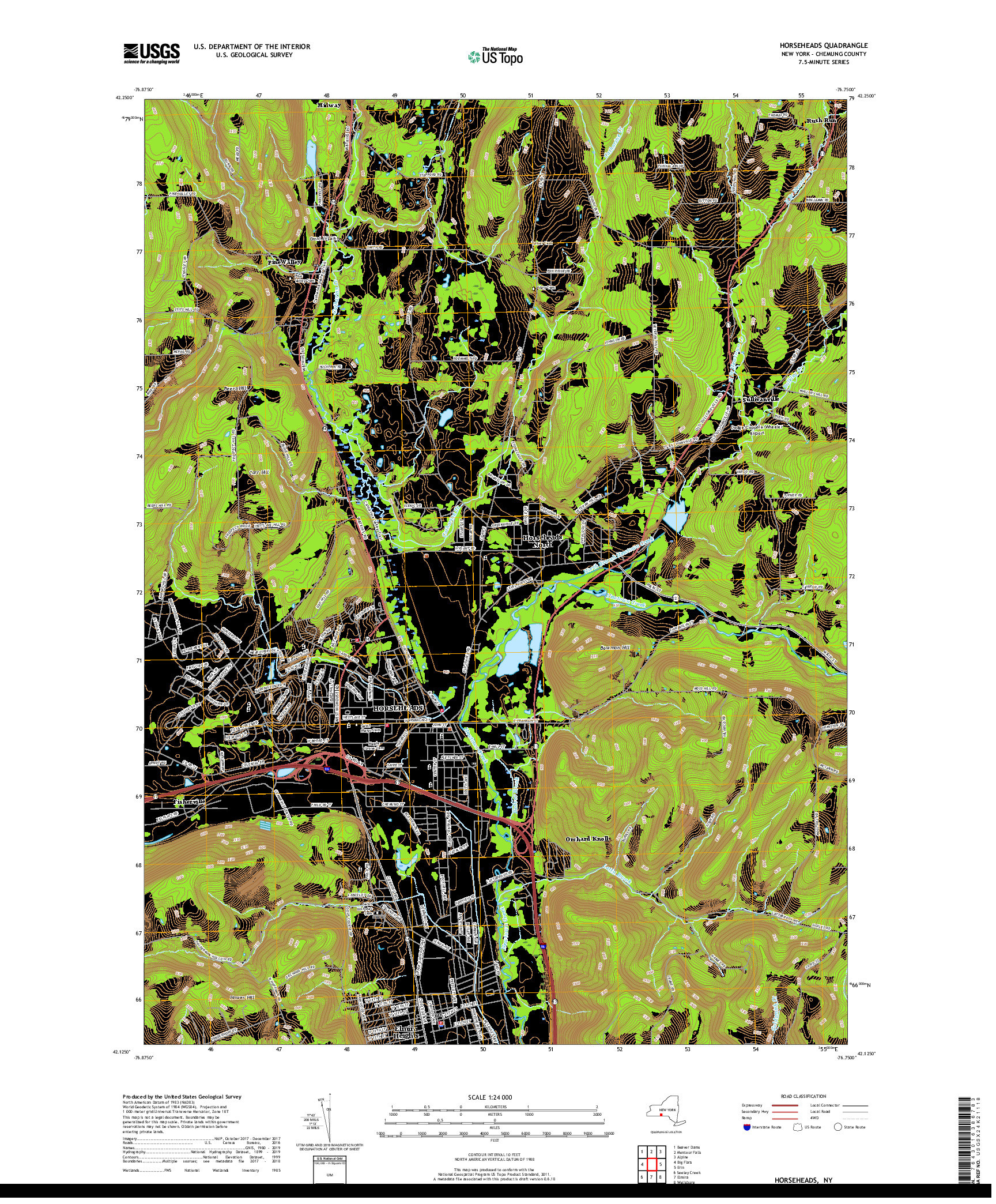 USGS US TOPO 7.5-MINUTE MAP FOR HORSEHEADS, NY 2019