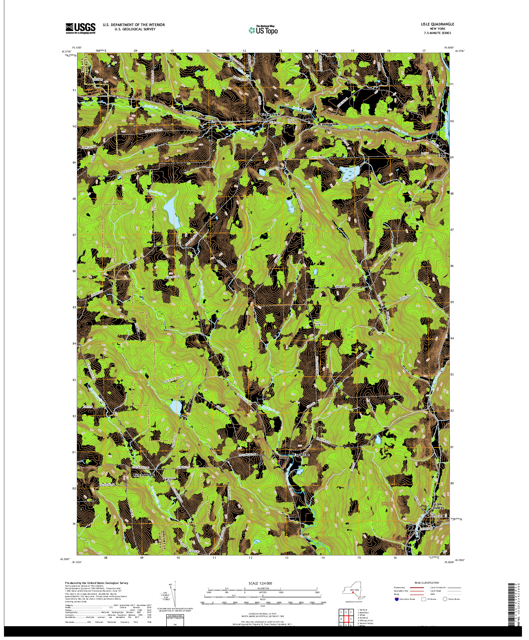 USGS US TOPO 7.5-MINUTE MAP FOR LISLE, NY 2019