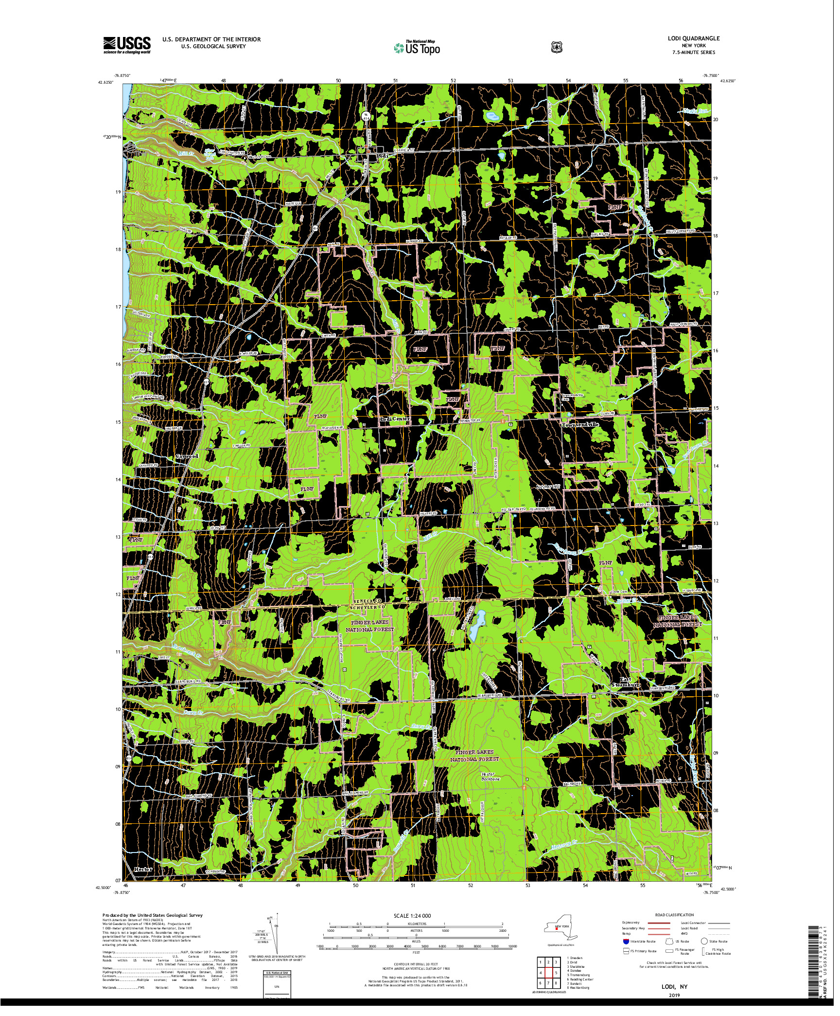 USGS US TOPO 7.5-MINUTE MAP FOR LODI, NY 2019