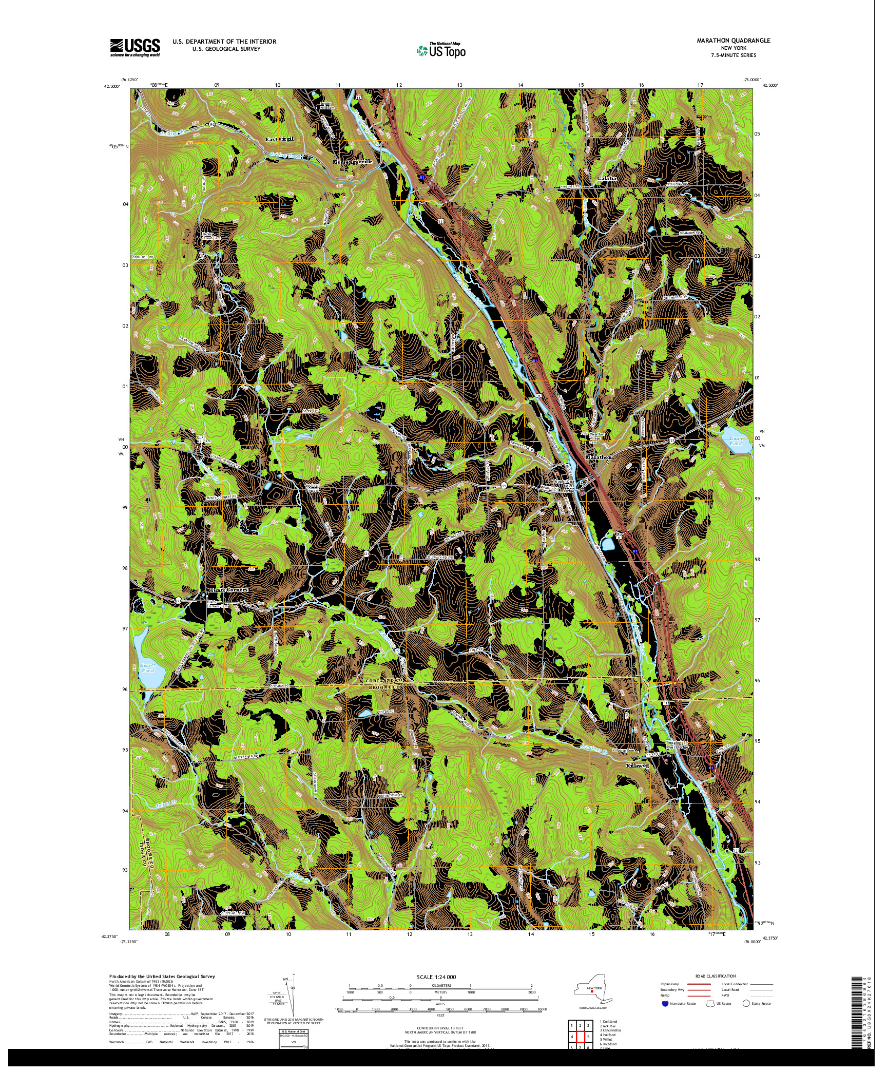 USGS US TOPO 7.5-MINUTE MAP FOR MARATHON, NY 2019