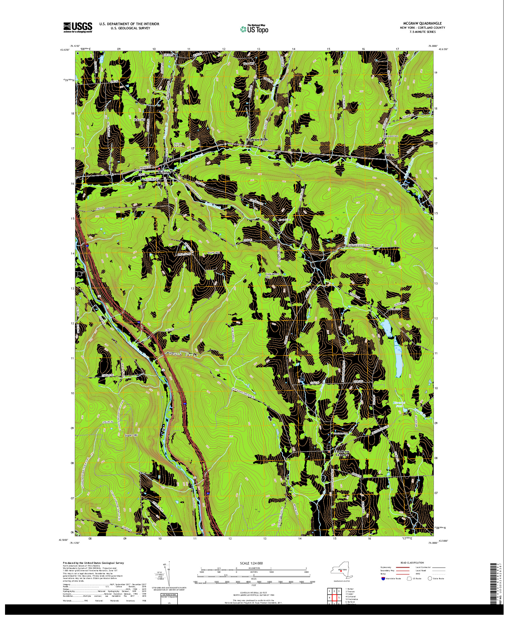 USGS US TOPO 7.5-MINUTE MAP FOR MCGRAW, NY 2019