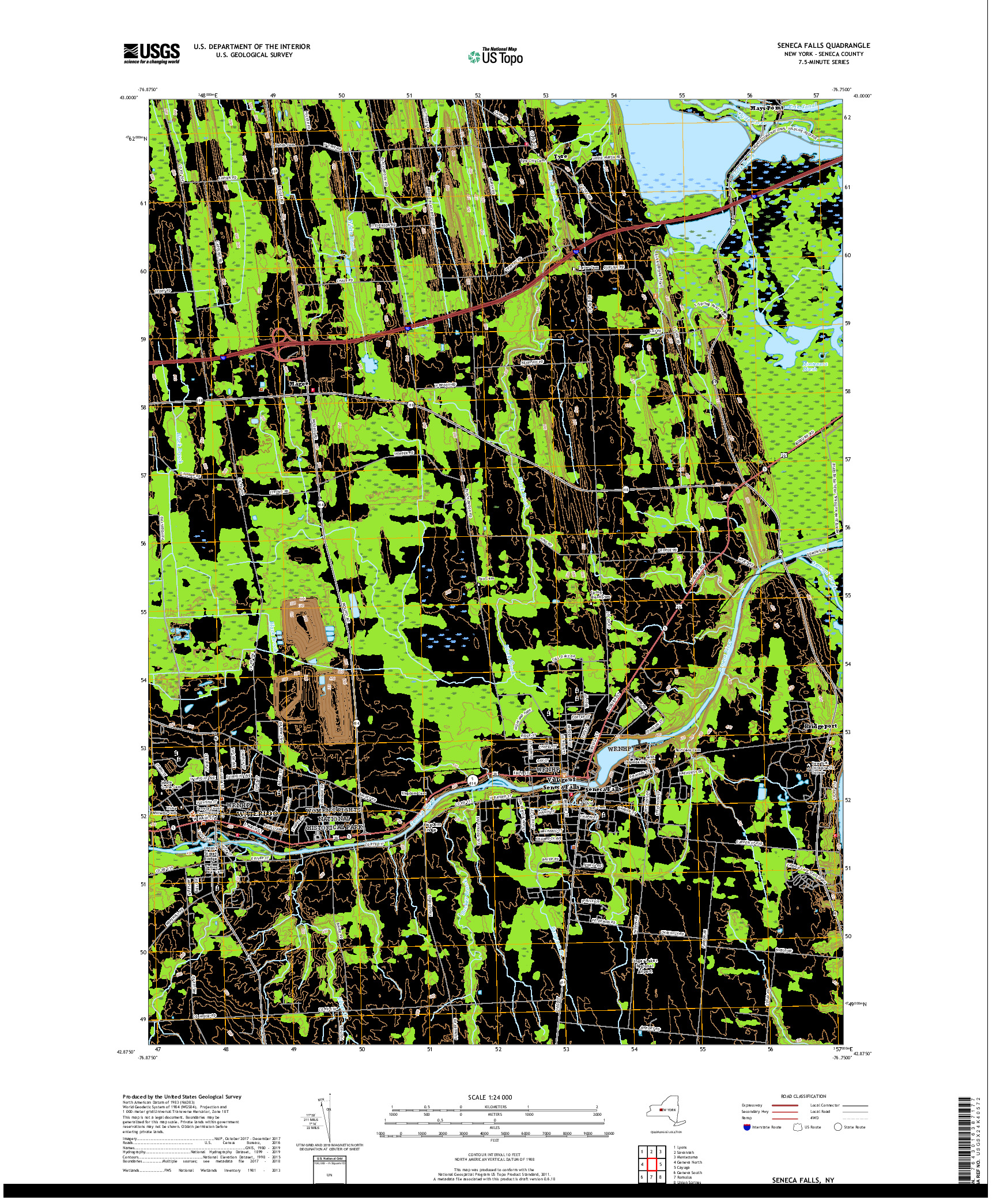 USGS US TOPO 7.5-MINUTE MAP FOR SENECA FALLS, NY 2019