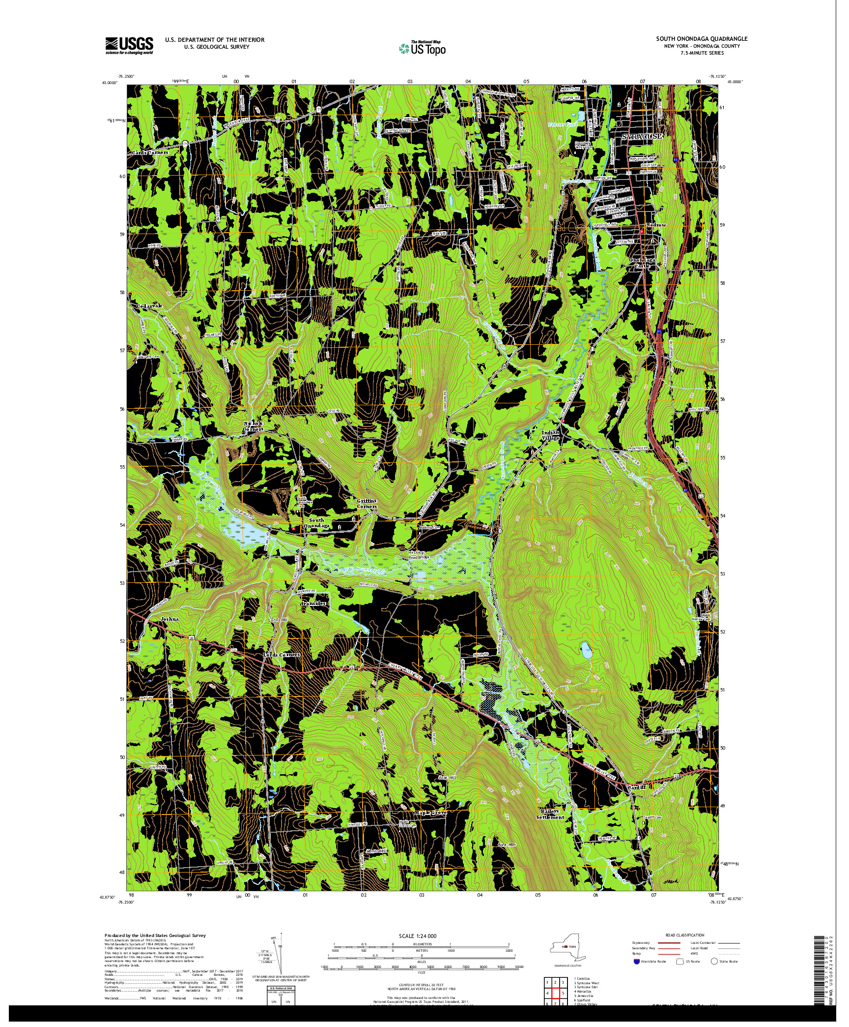 USGS US TOPO 7.5-MINUTE MAP FOR SOUTH ONONDAGA, NY 2019