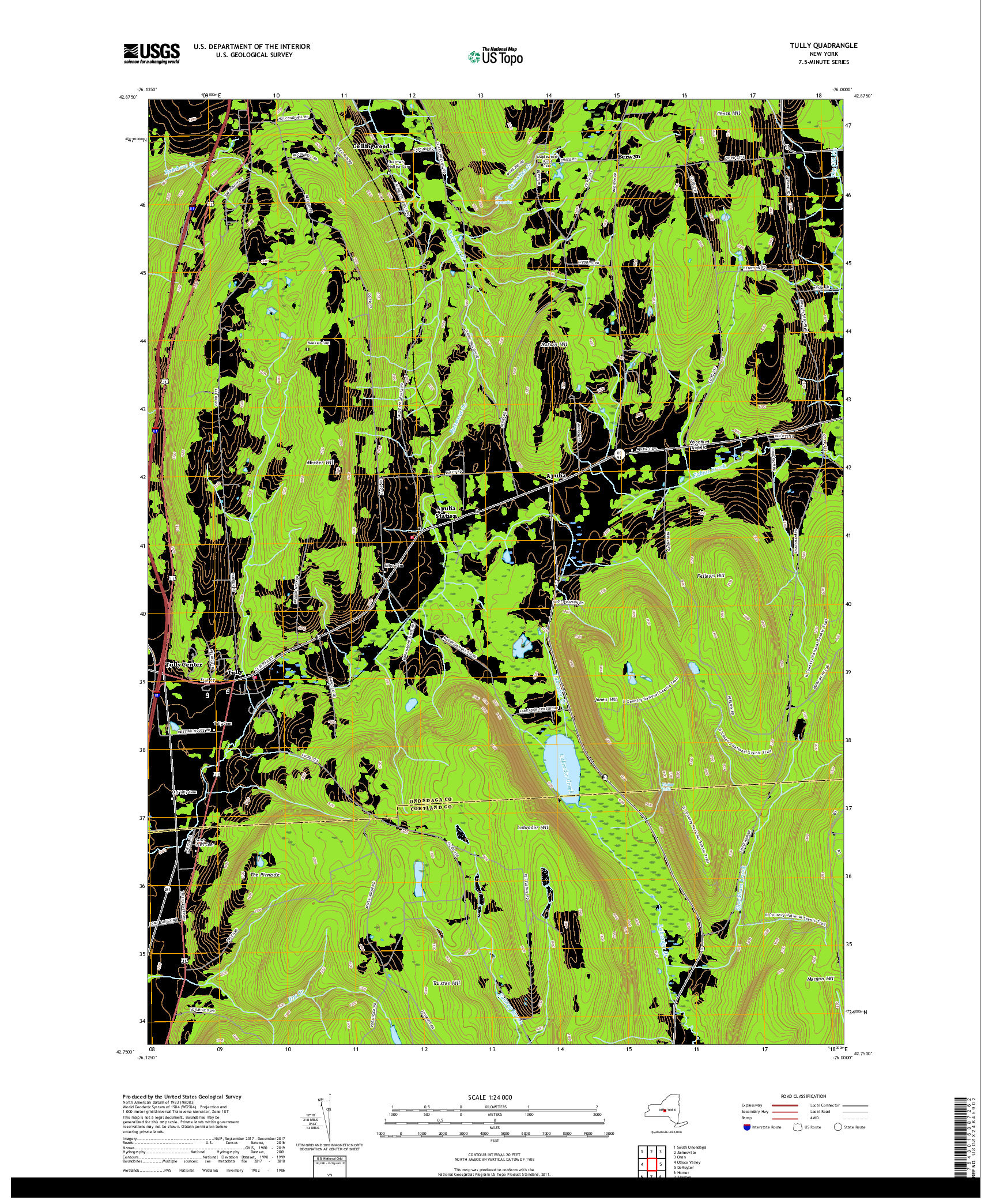 USGS US TOPO 7.5-MINUTE MAP FOR TULLY, NY 2019