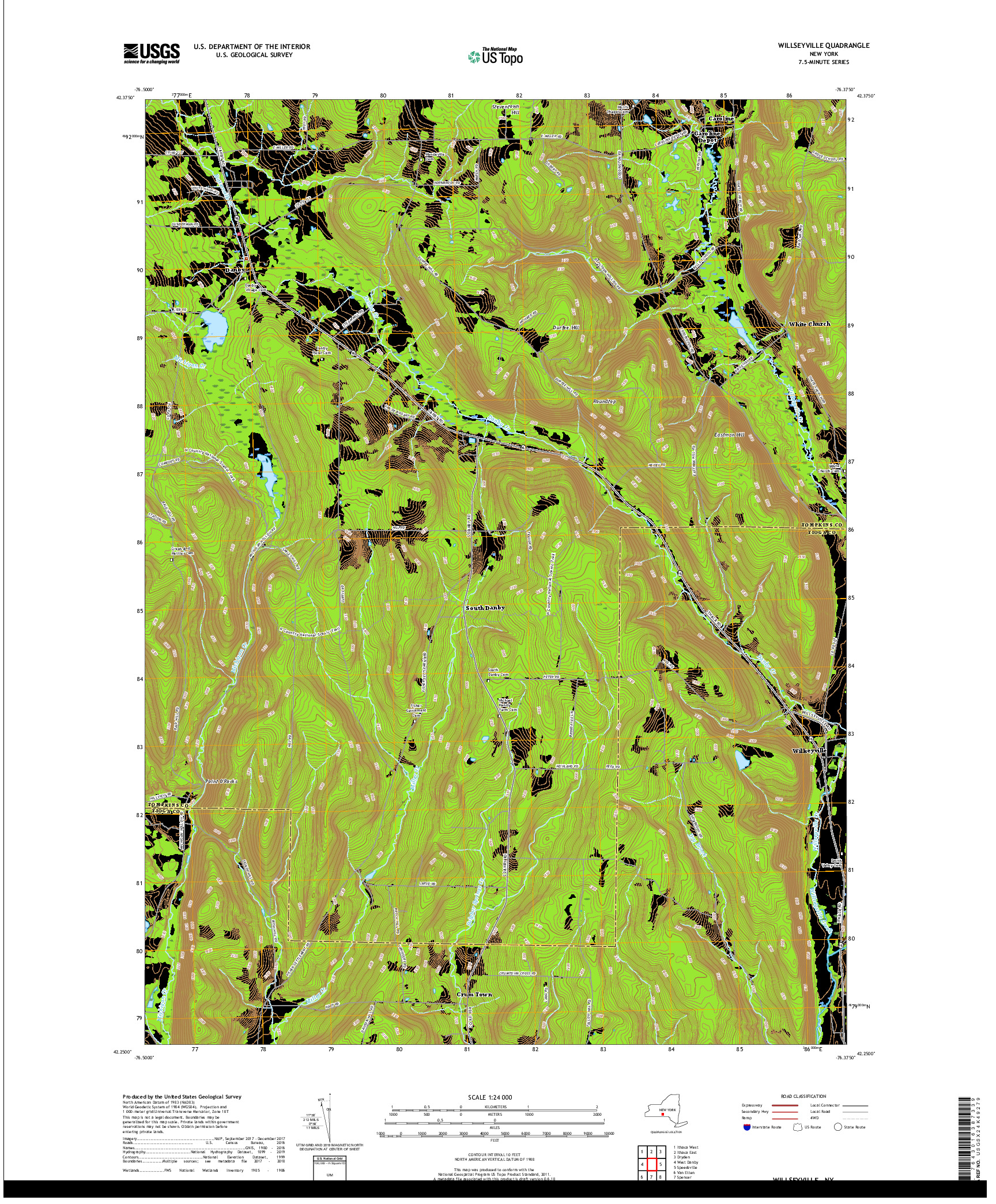 USGS US TOPO 7.5-MINUTE MAP FOR WILLSEYVILLE, NY 2019