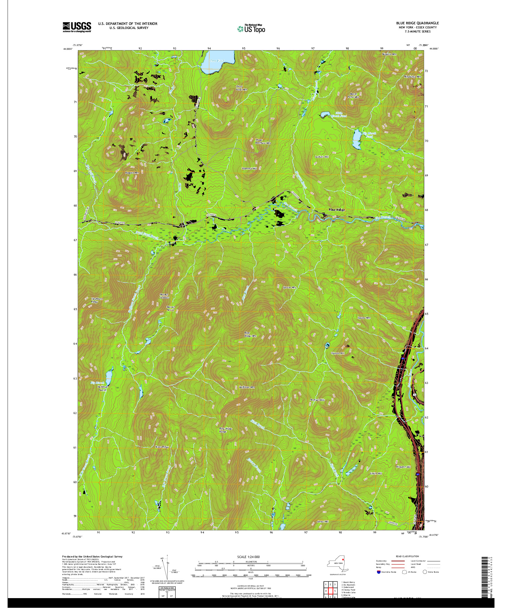 USGS US TOPO 7.5-MINUTE MAP FOR BLUE RIDGE, NY 2019