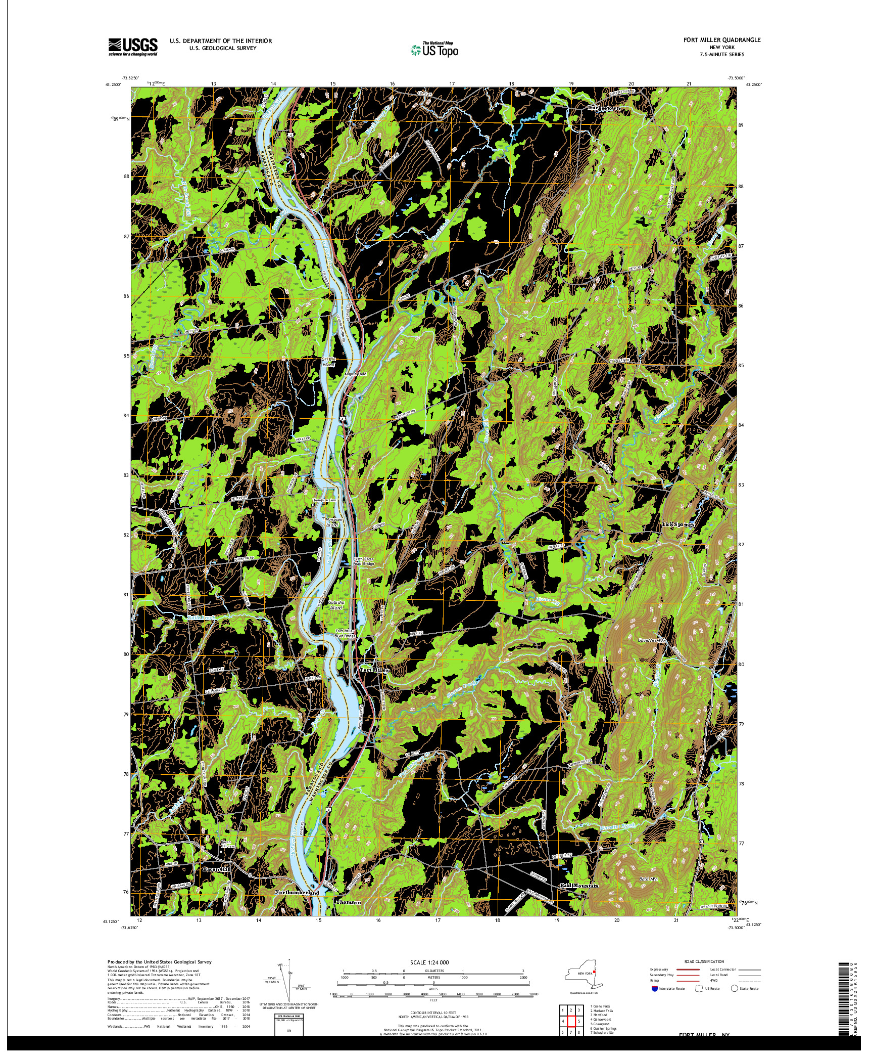 USGS US TOPO 7.5-MINUTE MAP FOR FORT MILLER, NY 2019