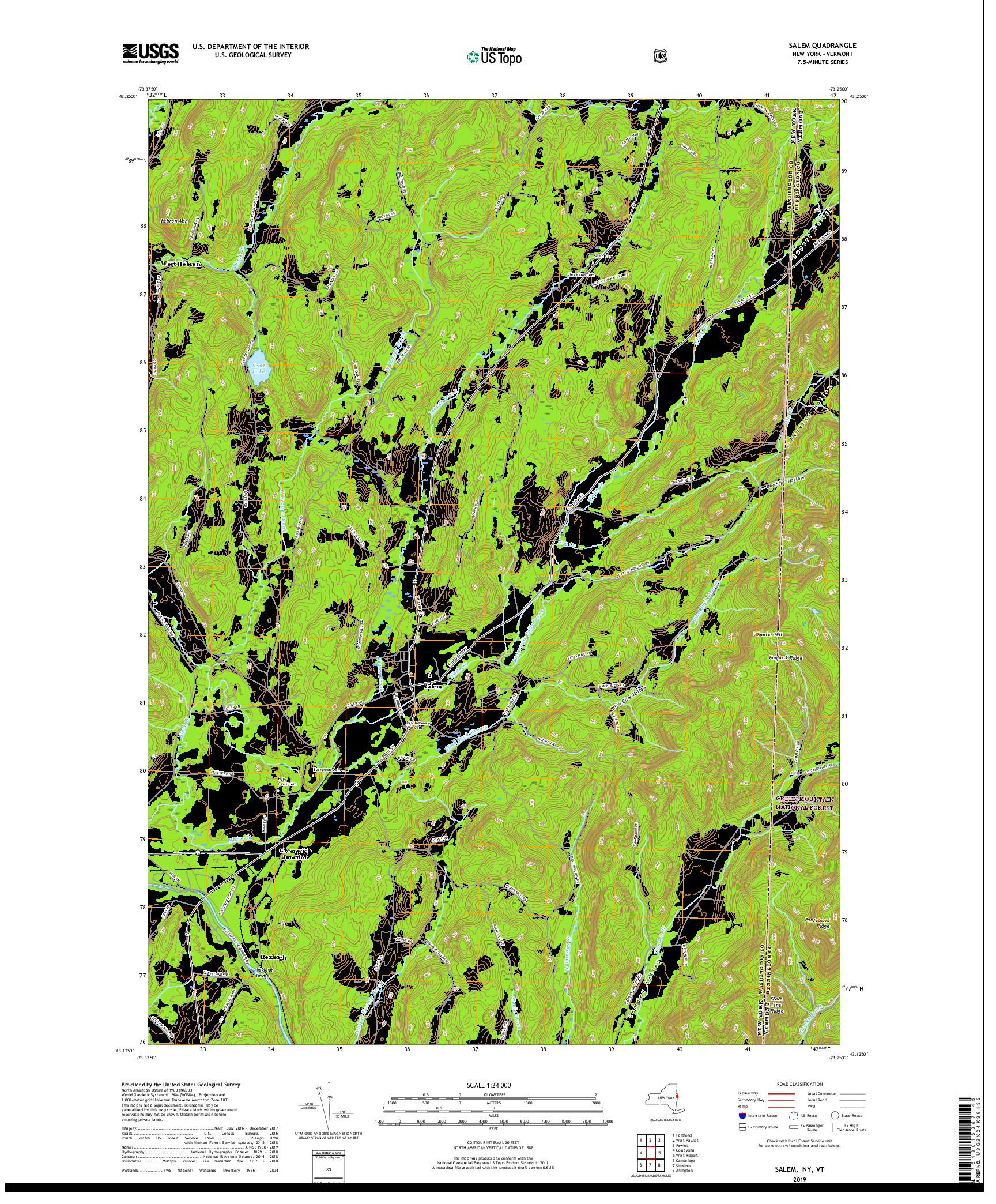 USGS US TOPO 7.5-MINUTE MAP FOR SALEM, NY,VT 2019