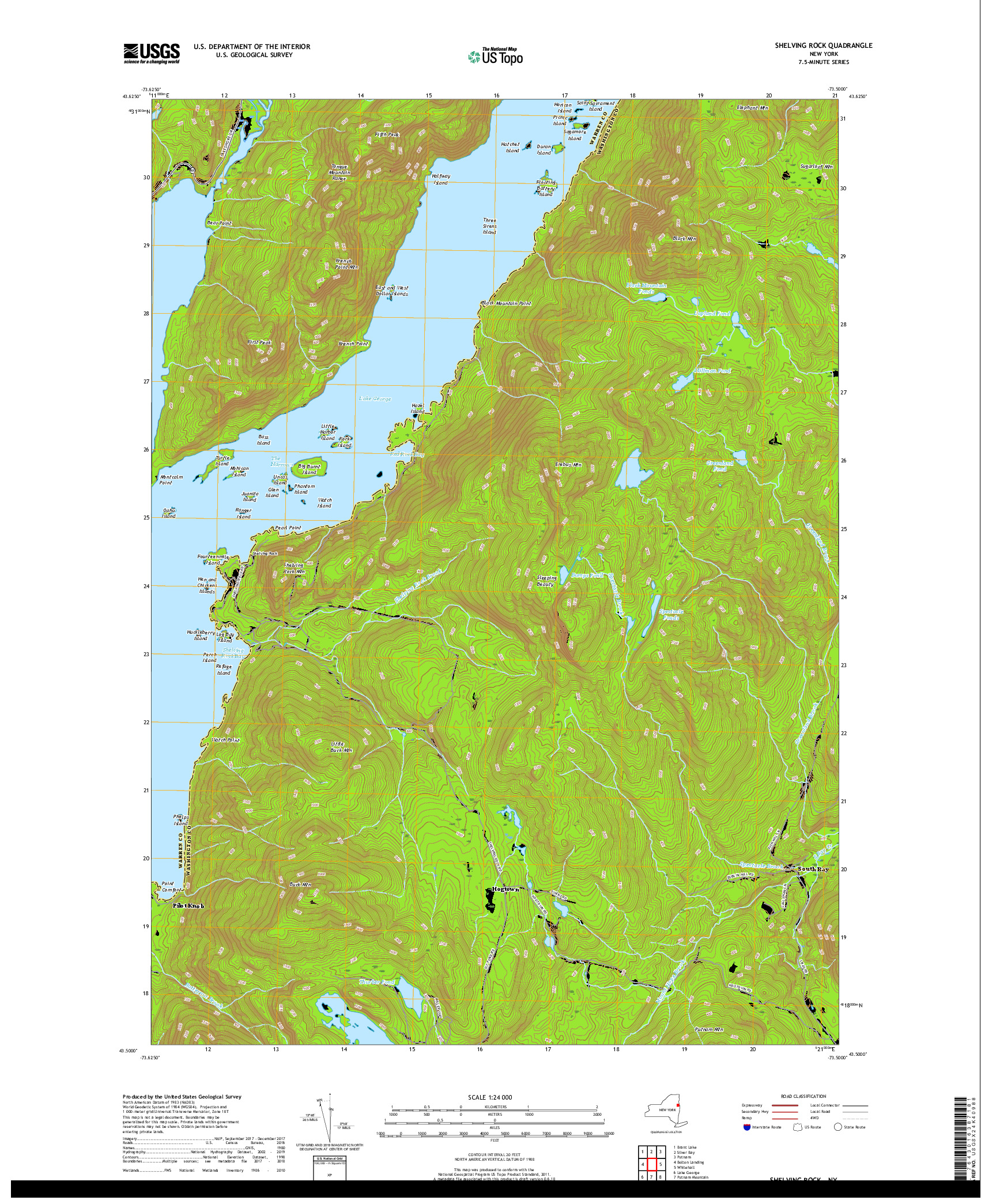 USGS US TOPO 7.5-MINUTE MAP FOR SHELVING ROCK, NY 2019