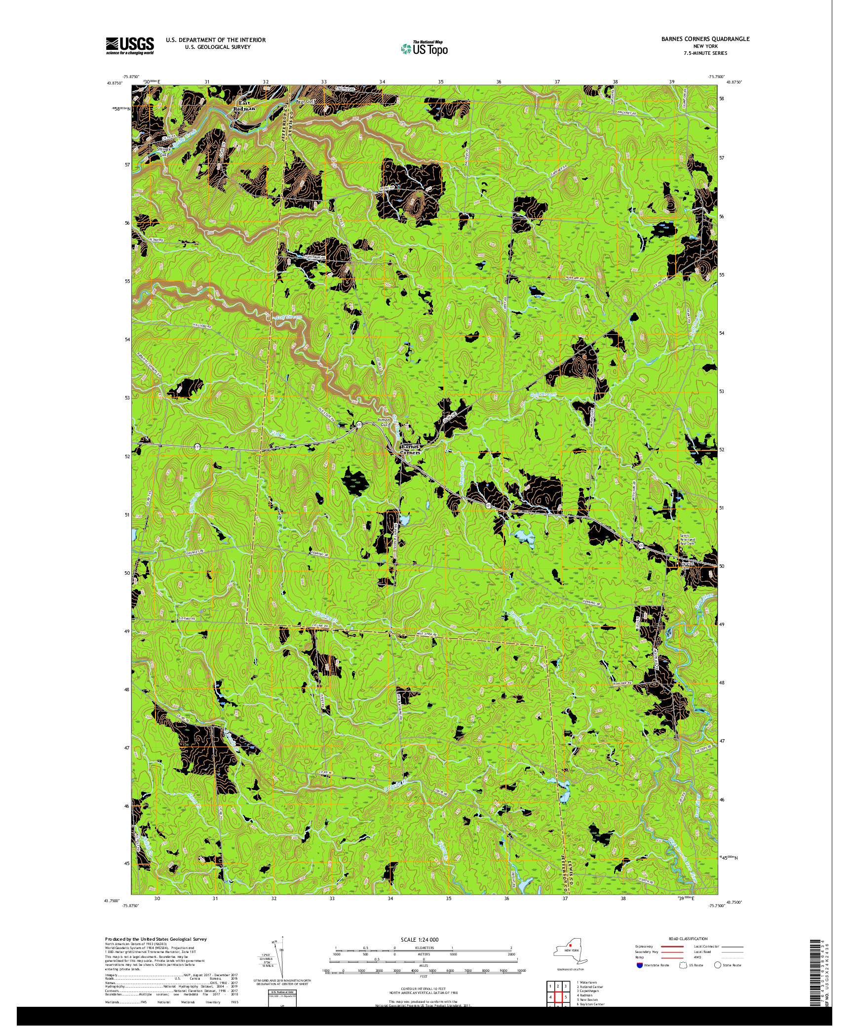 USGS US TOPO 7.5-MINUTE MAP FOR BARNES CORNERS, NY 2019