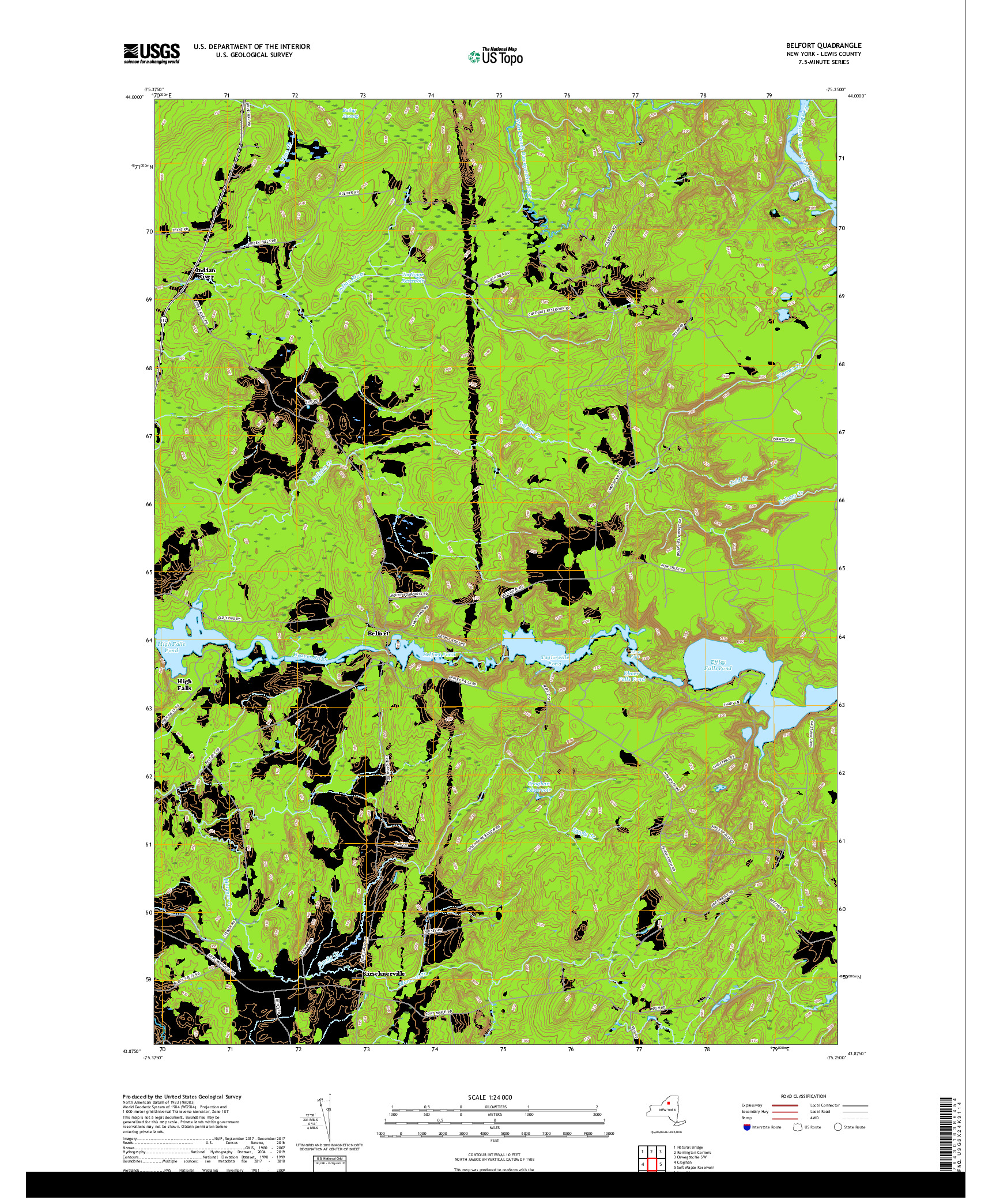 USGS US TOPO 7.5-MINUTE MAP FOR BELFORT, NY 2019