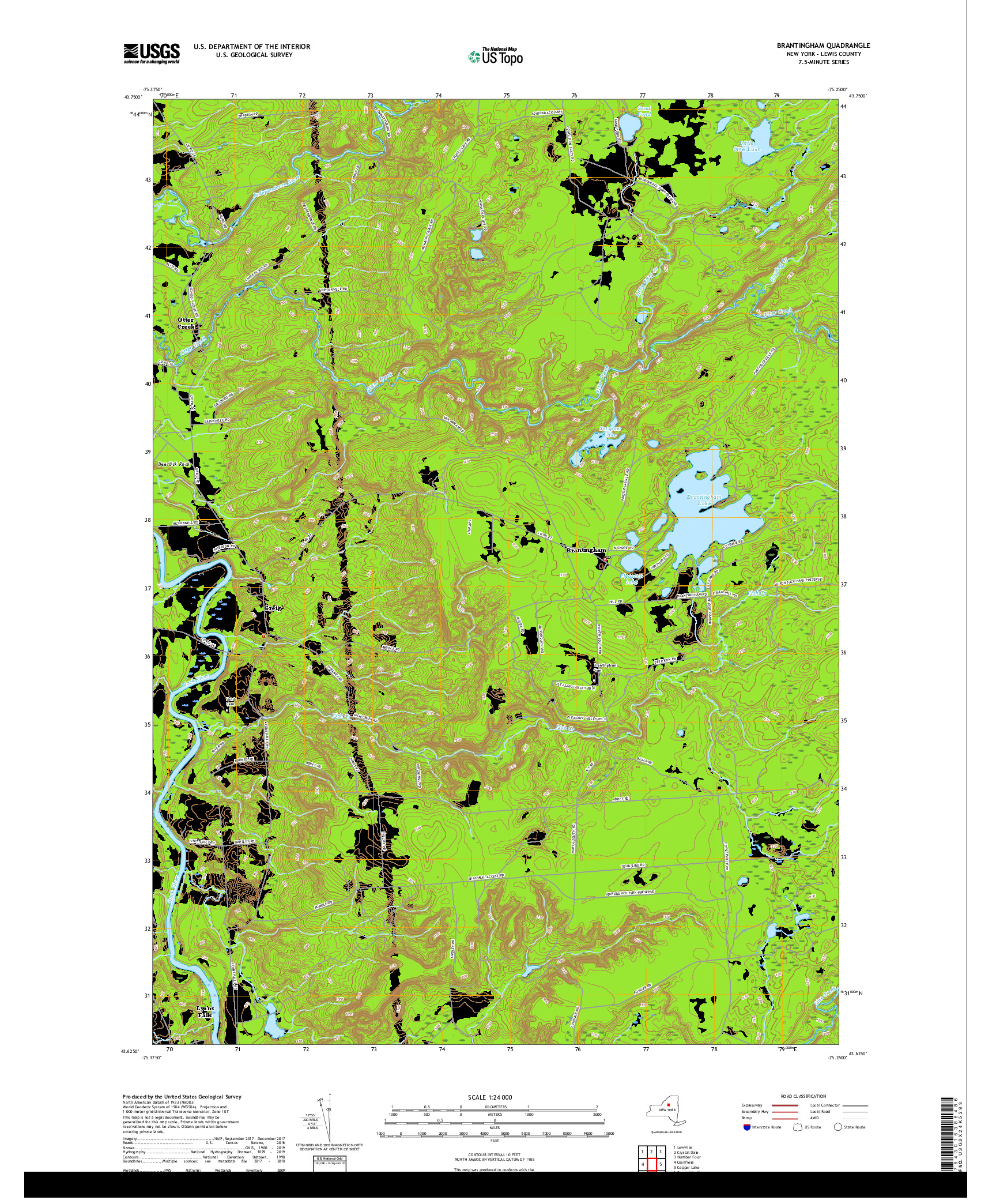 USGS US TOPO 7.5-MINUTE MAP FOR BRANTINGHAM, NY 2019