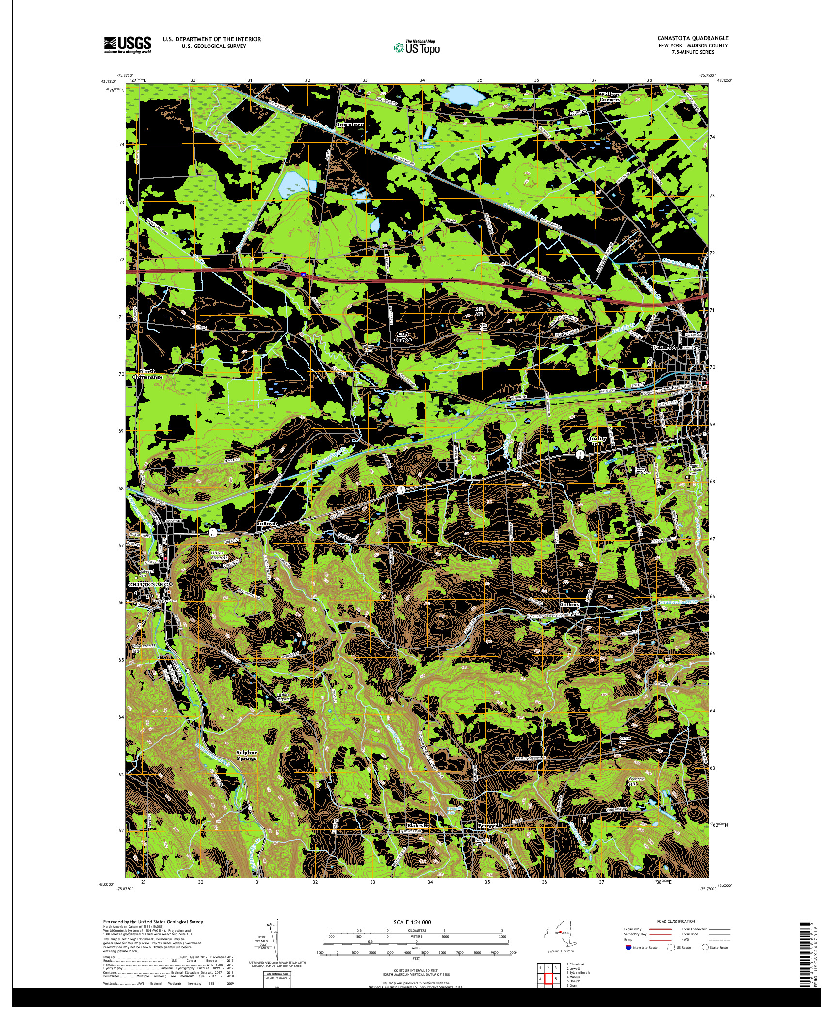USGS US TOPO 7.5-MINUTE MAP FOR CANASTOTA, NY 2019