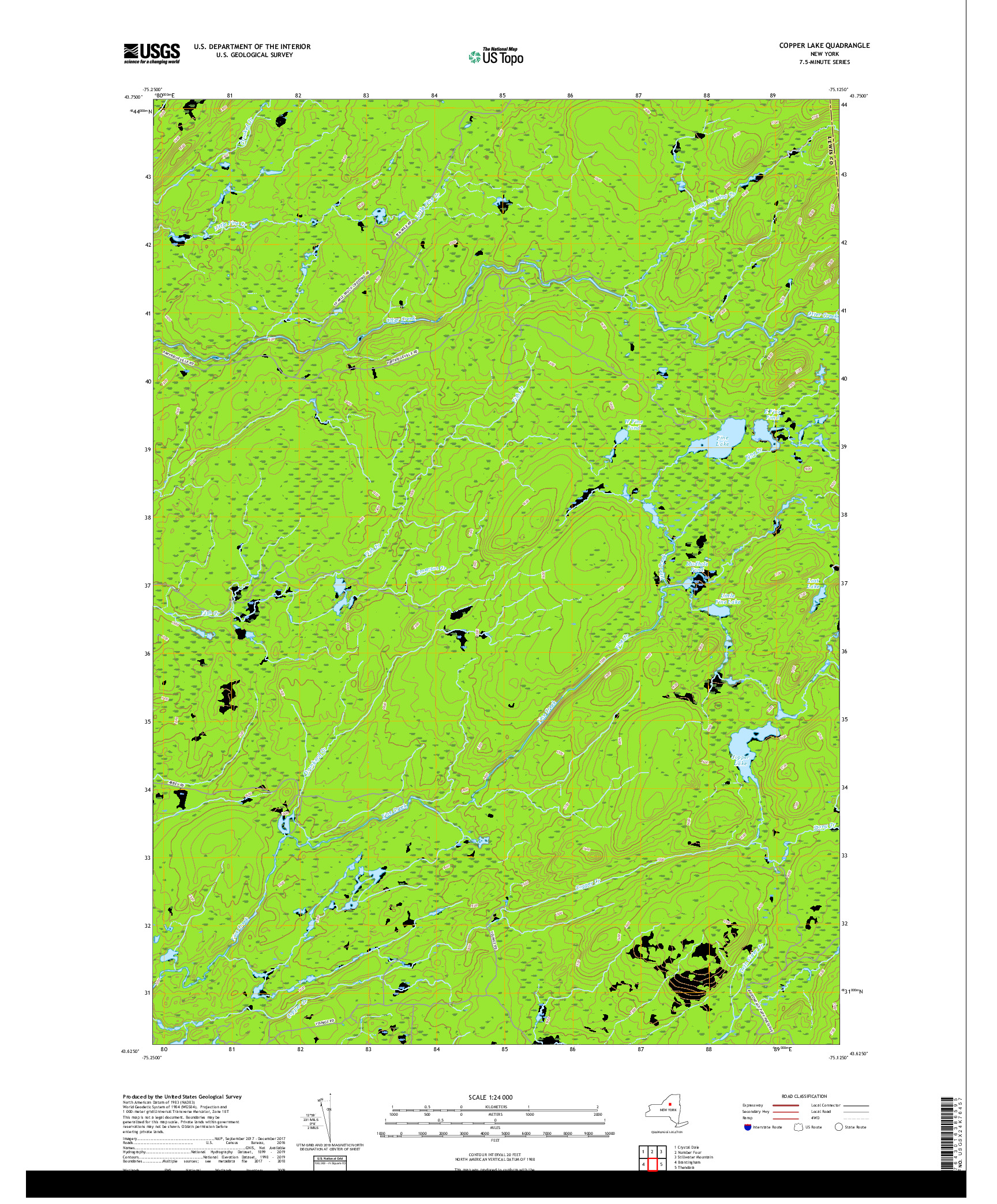 USGS US TOPO 7.5-MINUTE MAP FOR COPPER LAKE, NY 2019