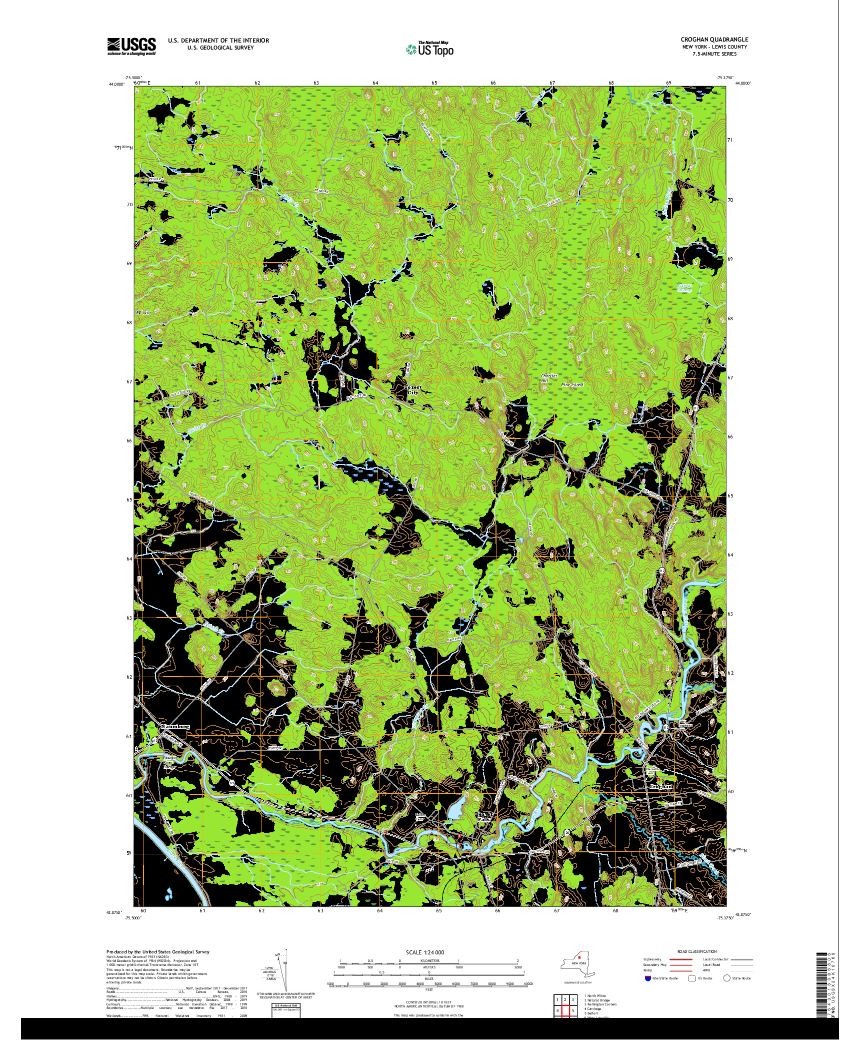 USGS US TOPO 7.5-MINUTE MAP FOR CROGHAN, NY 2019