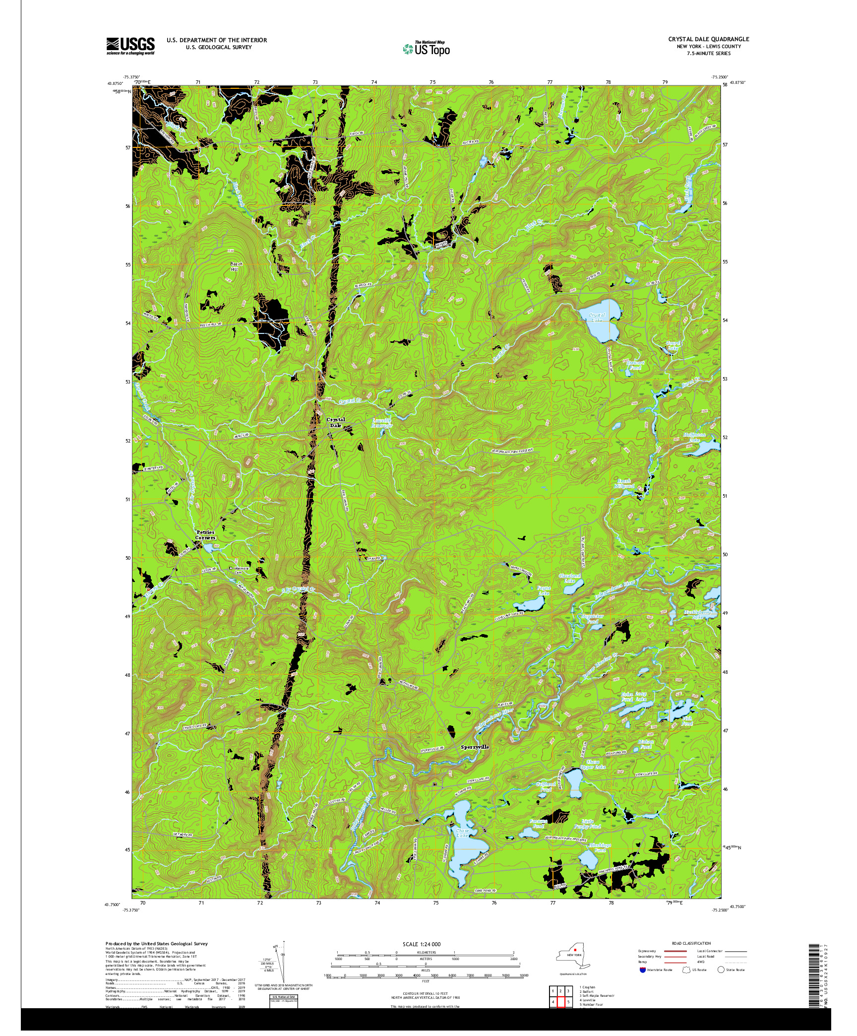 USGS US TOPO 7.5-MINUTE MAP FOR CRYSTAL DALE, NY 2019