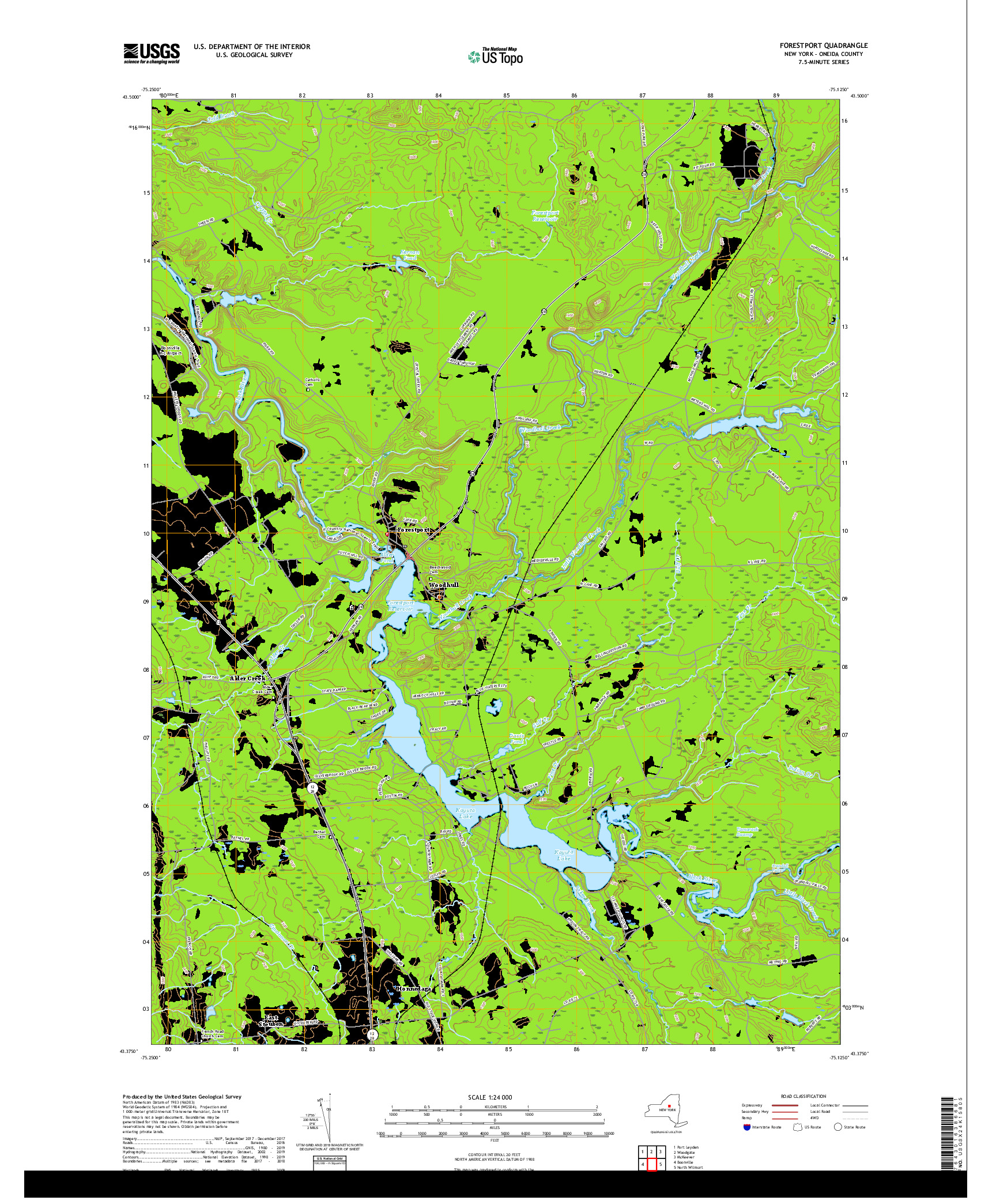 USGS US TOPO 7.5-MINUTE MAP FOR FORESTPORT, NY 2019
