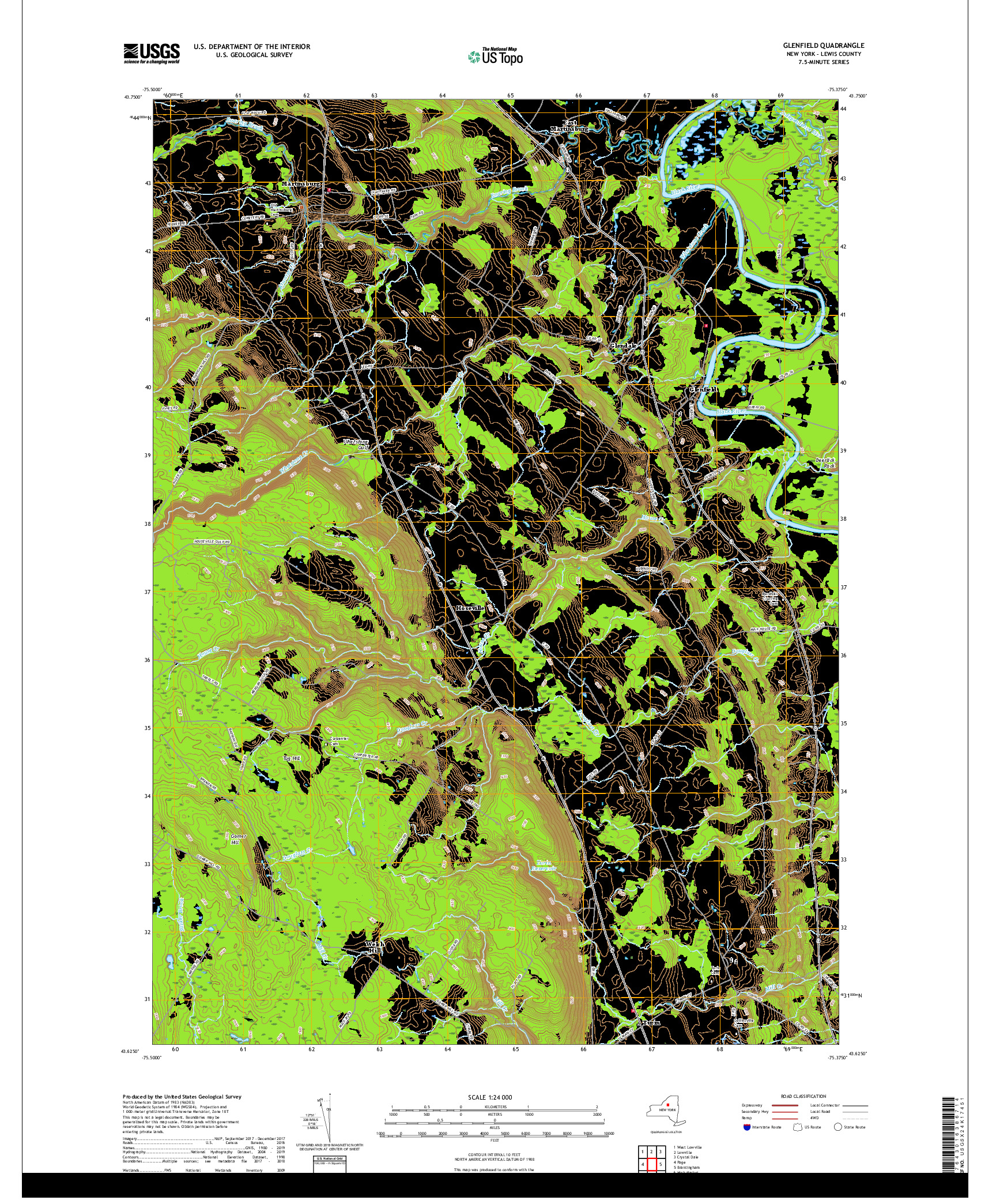 USGS US TOPO 7.5-MINUTE MAP FOR GLENFIELD, NY 2019