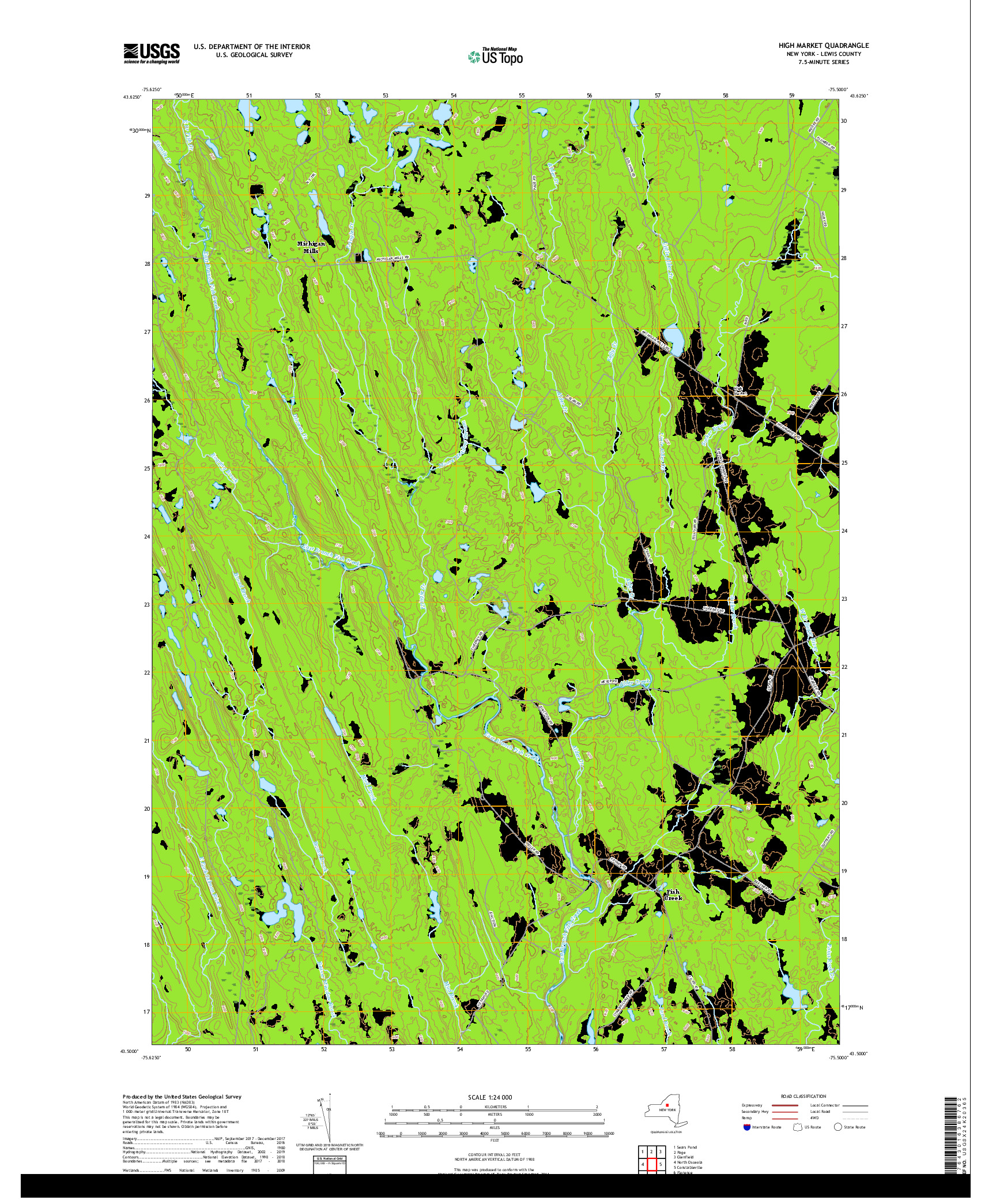 USGS US TOPO 7.5-MINUTE MAP FOR HIGH MARKET, NY 2019