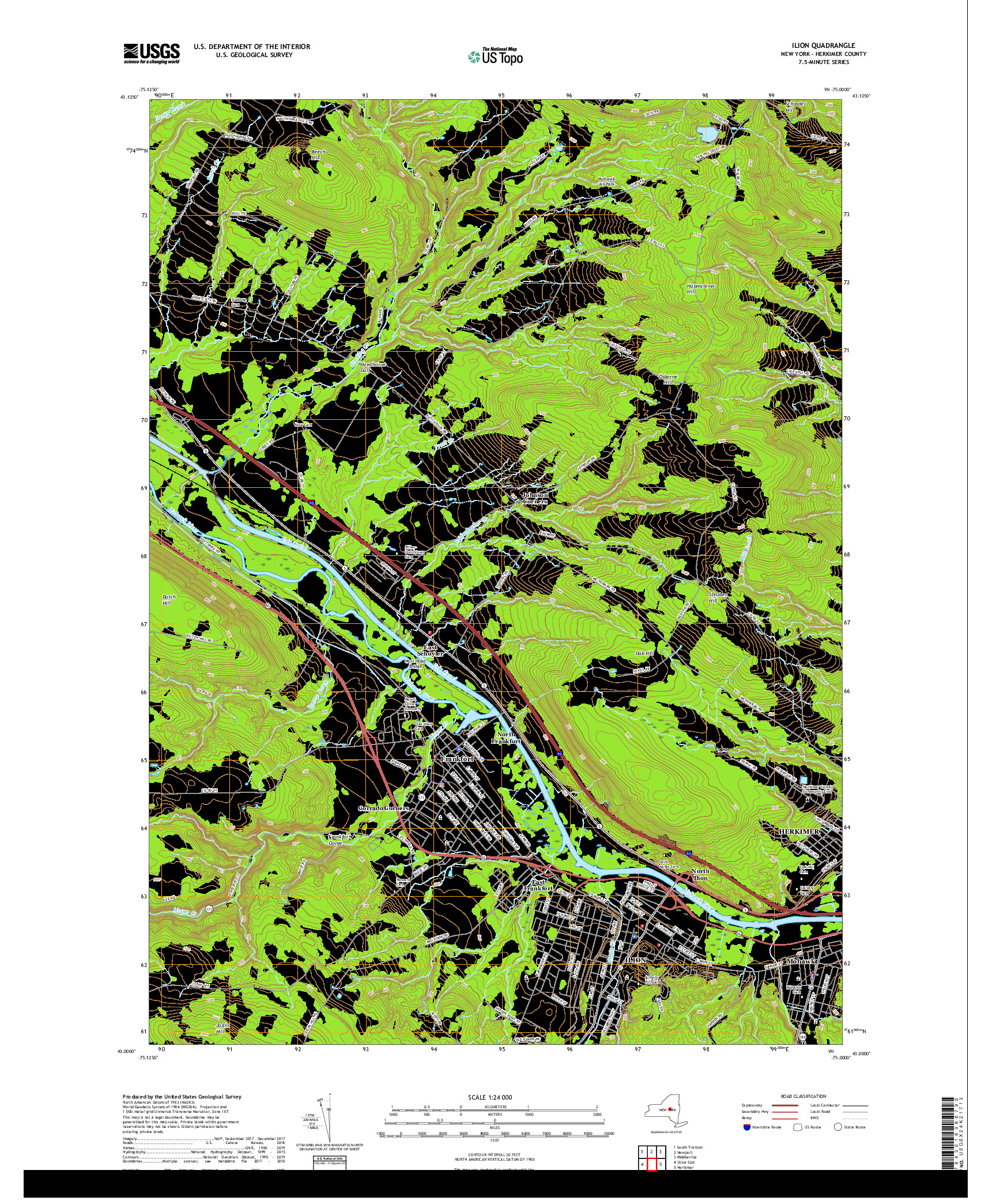 USGS US TOPO 7.5-MINUTE MAP FOR ILION, NY 2019