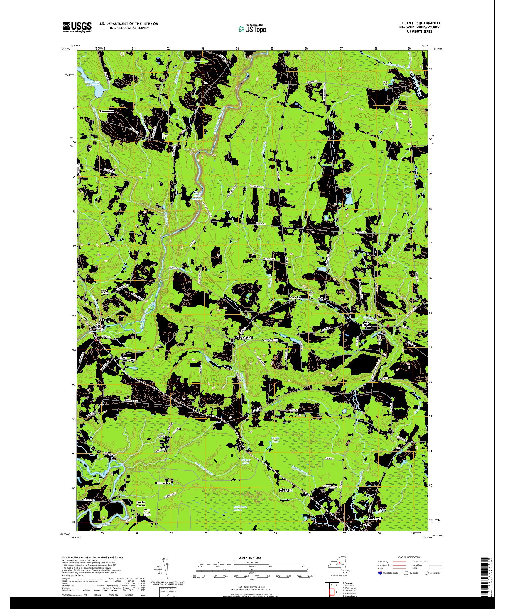 USGS US TOPO 7.5-MINUTE MAP FOR LEE CENTER, NY 2019