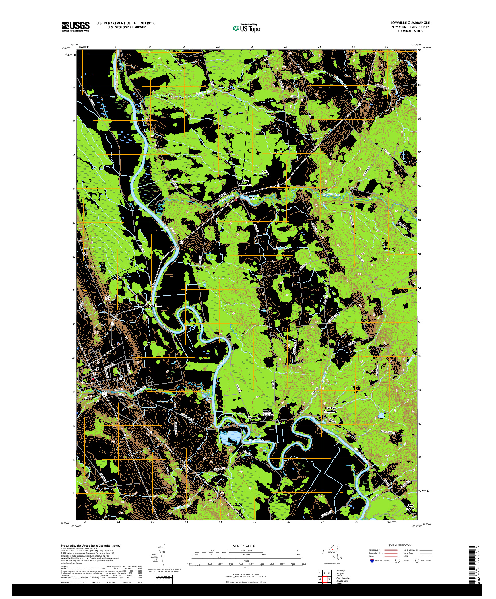 USGS US TOPO 7.5-MINUTE MAP FOR LOWVILLE, NY 2019