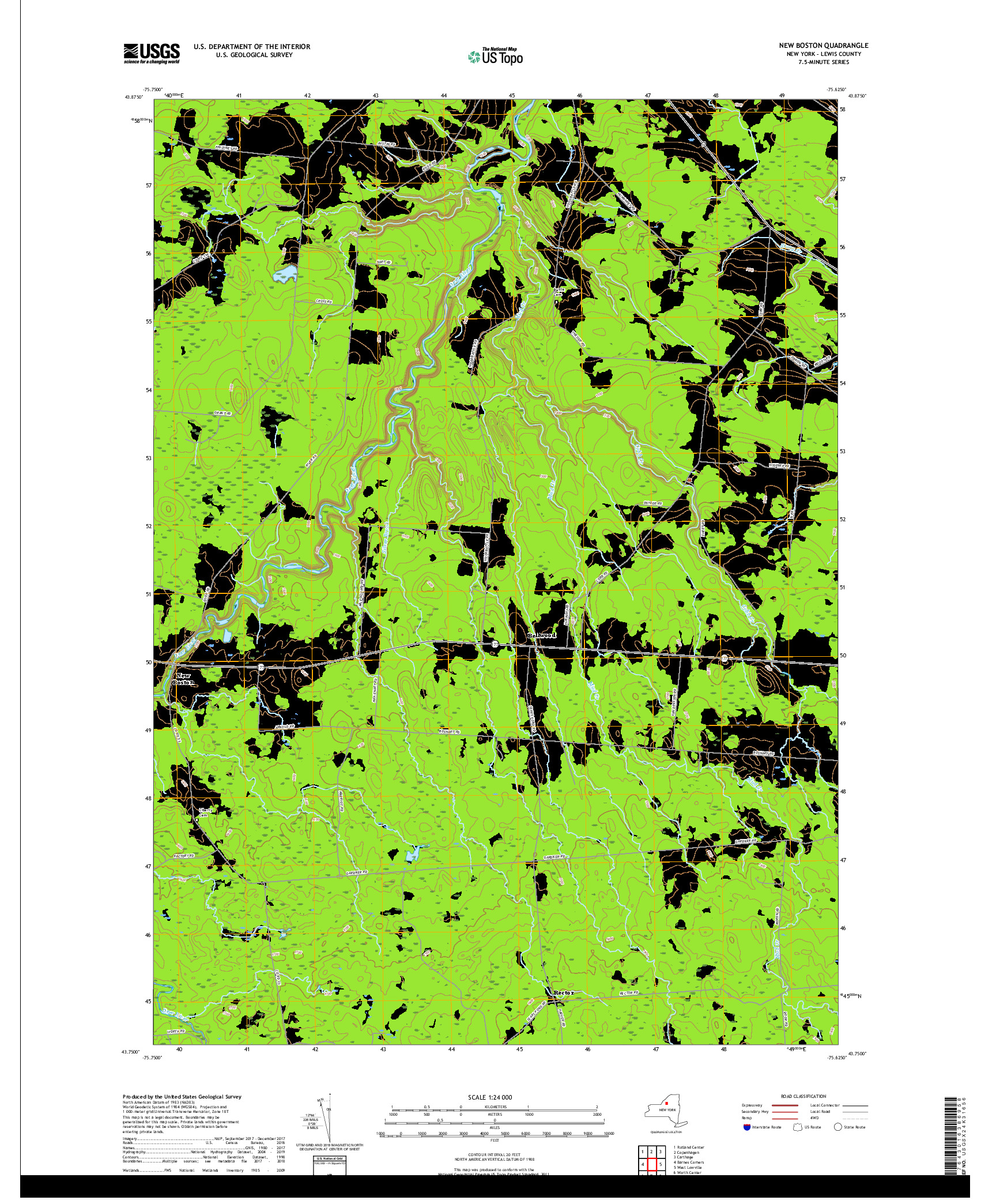 USGS US TOPO 7.5-MINUTE MAP FOR NEW BOSTON, NY 2019