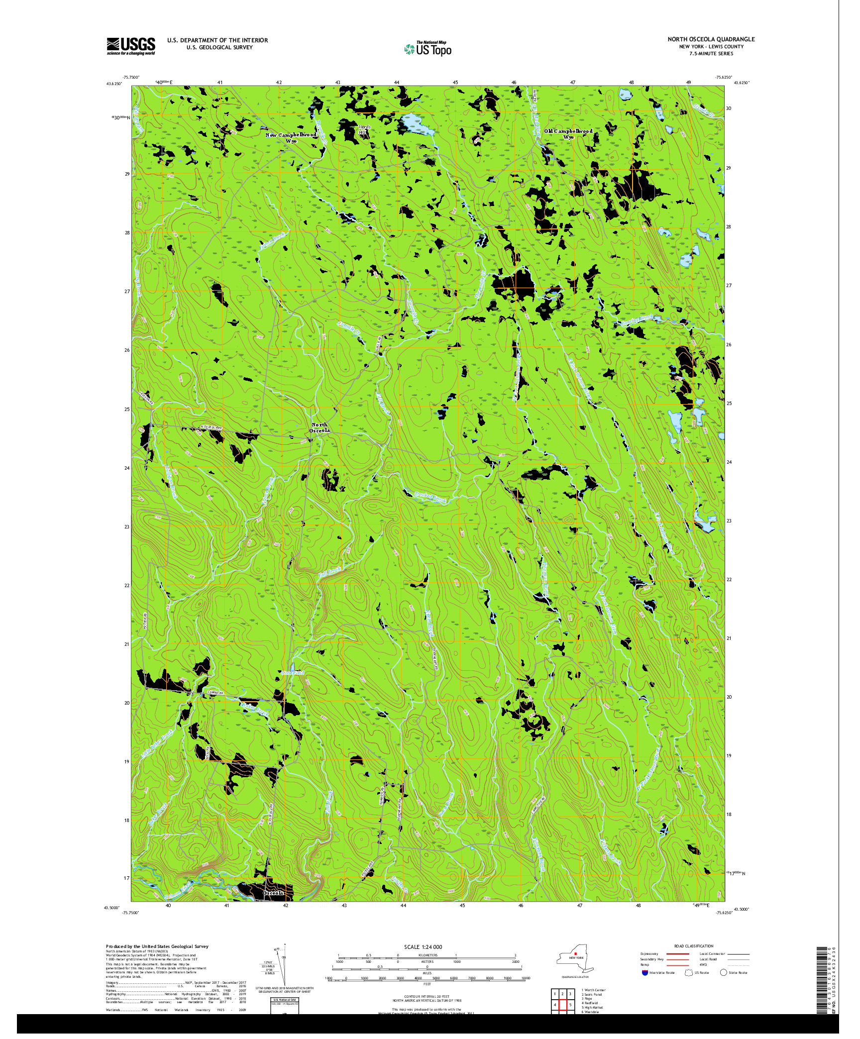 USGS US TOPO 7.5-MINUTE MAP FOR NORTH OSCEOLA, NY 2019