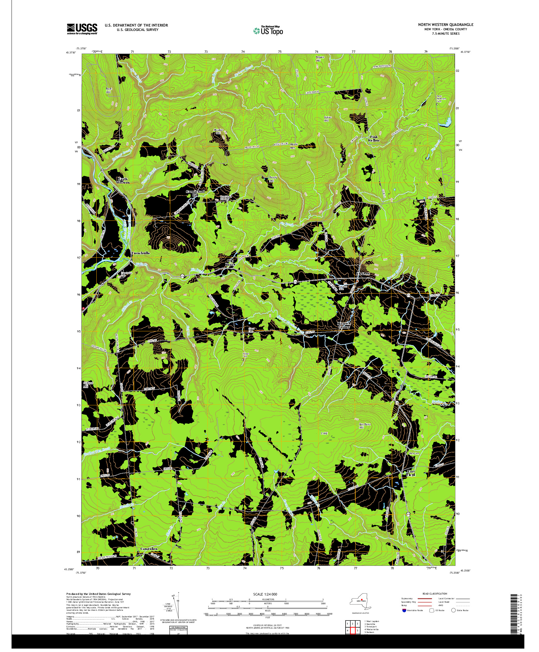 USGS US TOPO 7.5-MINUTE MAP FOR NORTH WESTERN, NY 2019