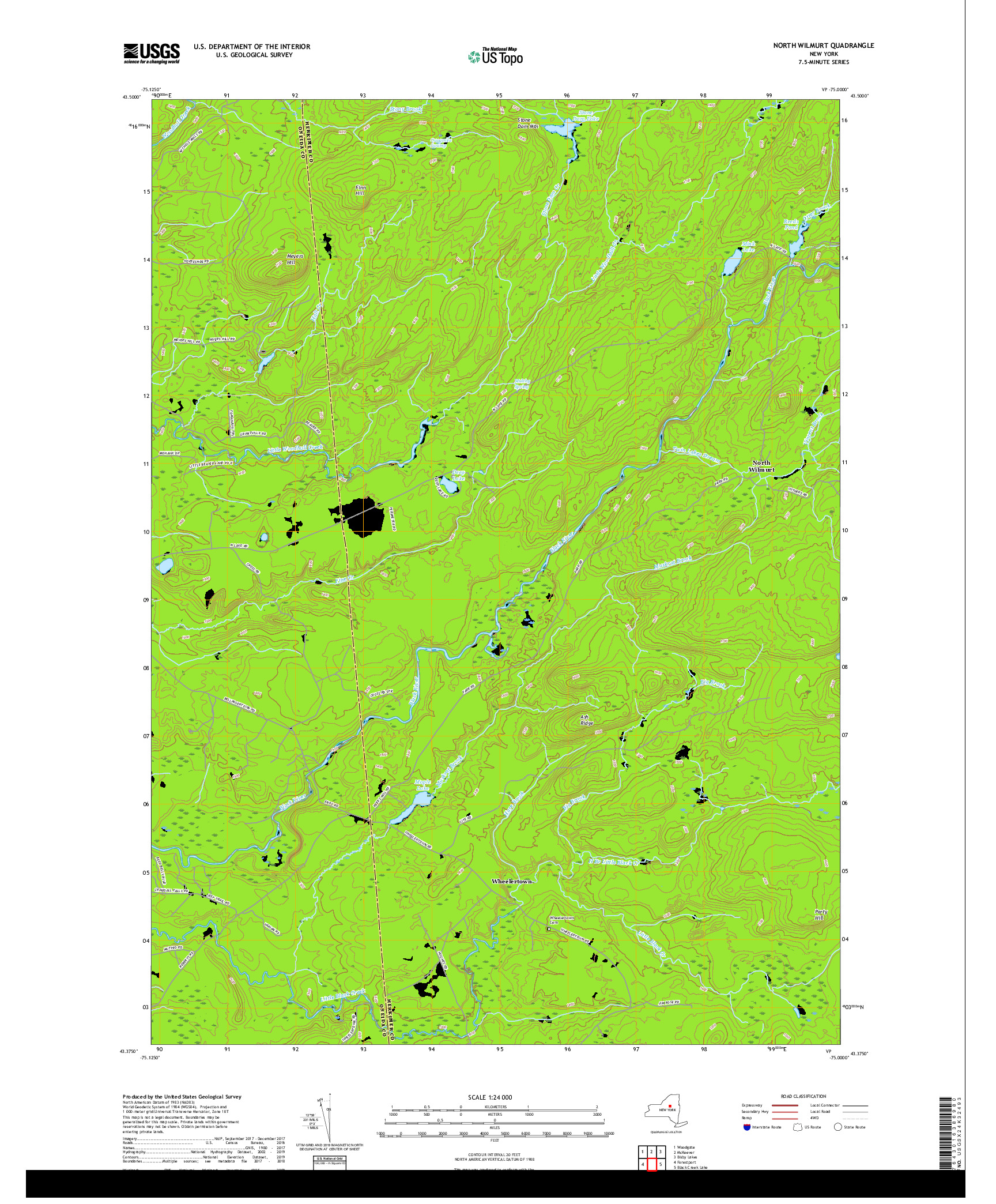 USGS US TOPO 7.5-MINUTE MAP FOR NORTH WILMURT, NY 2019