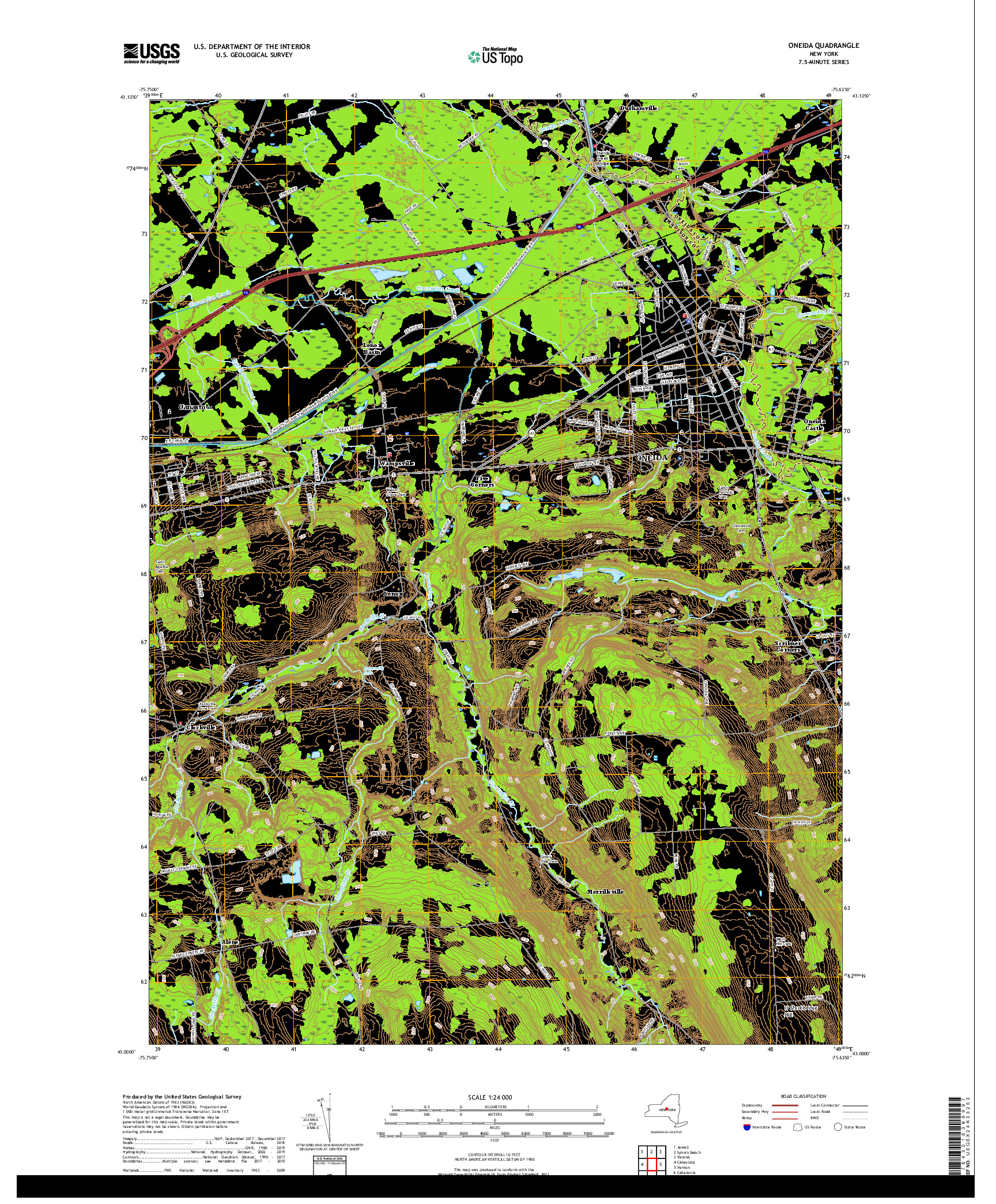 USGS US TOPO 7.5-MINUTE MAP FOR ONEIDA, NY 2019