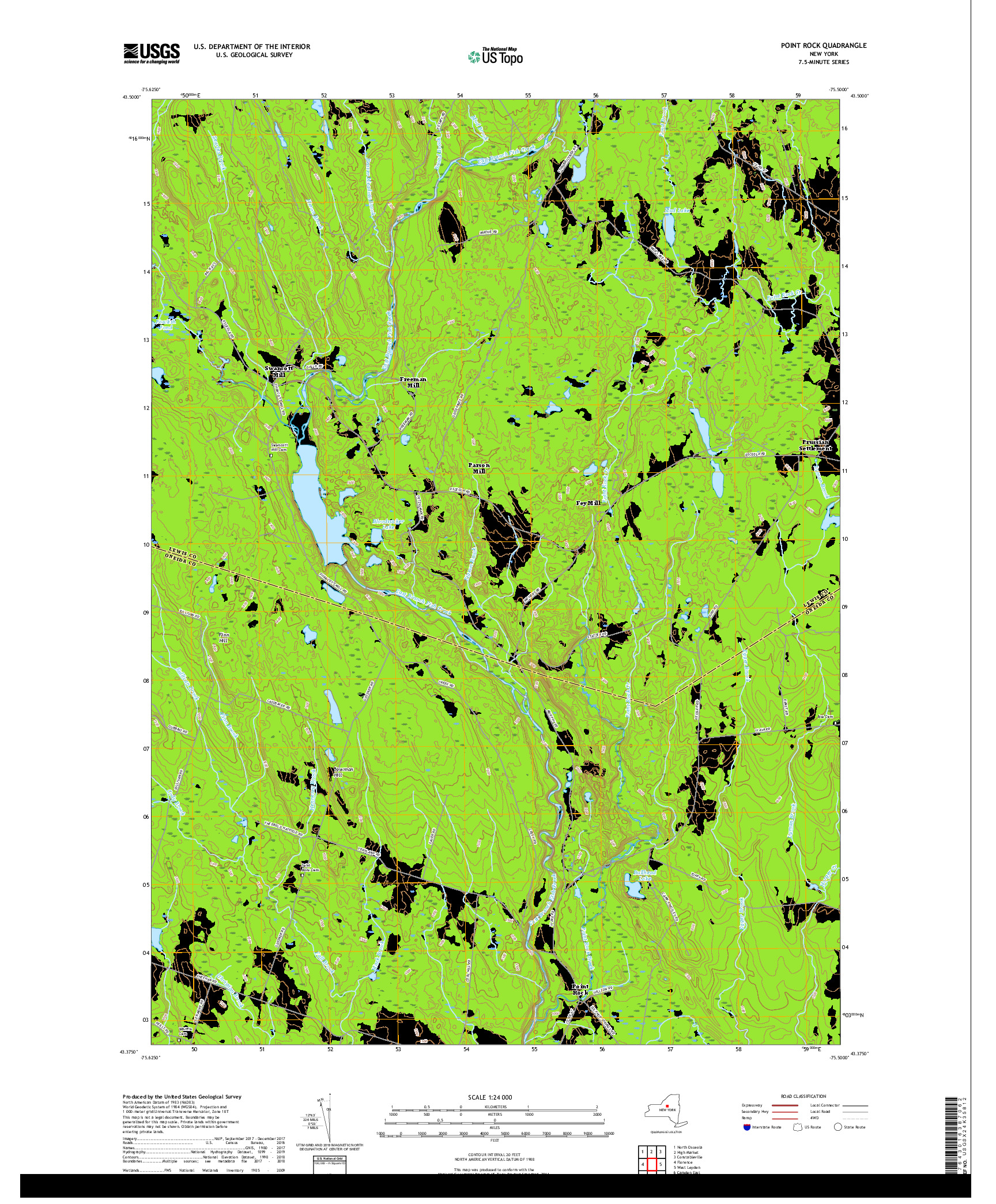 USGS US TOPO 7.5-MINUTE MAP FOR POINT ROCK, NY 2019