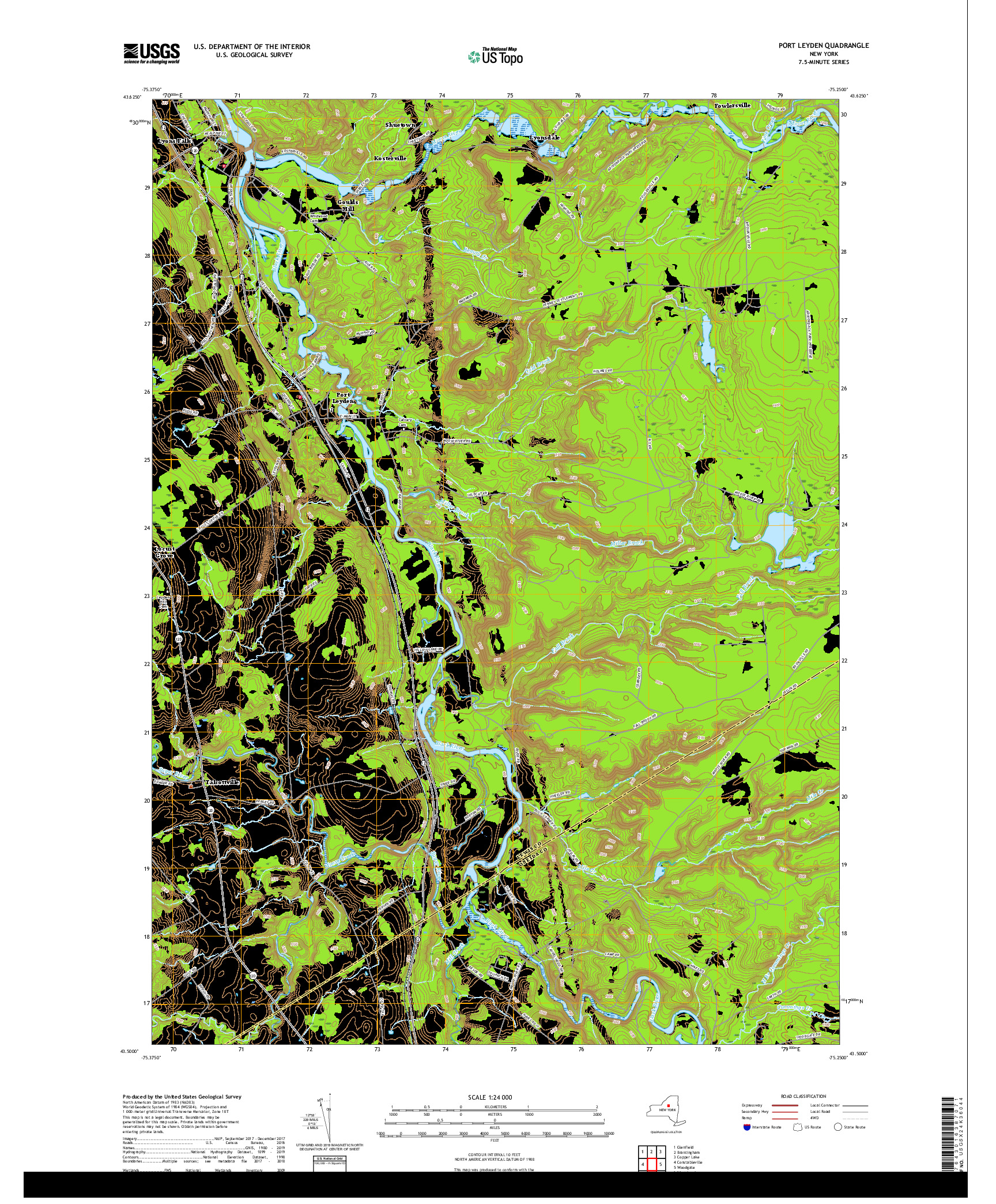 USGS US TOPO 7.5-MINUTE MAP FOR PORT LEYDEN, NY 2019