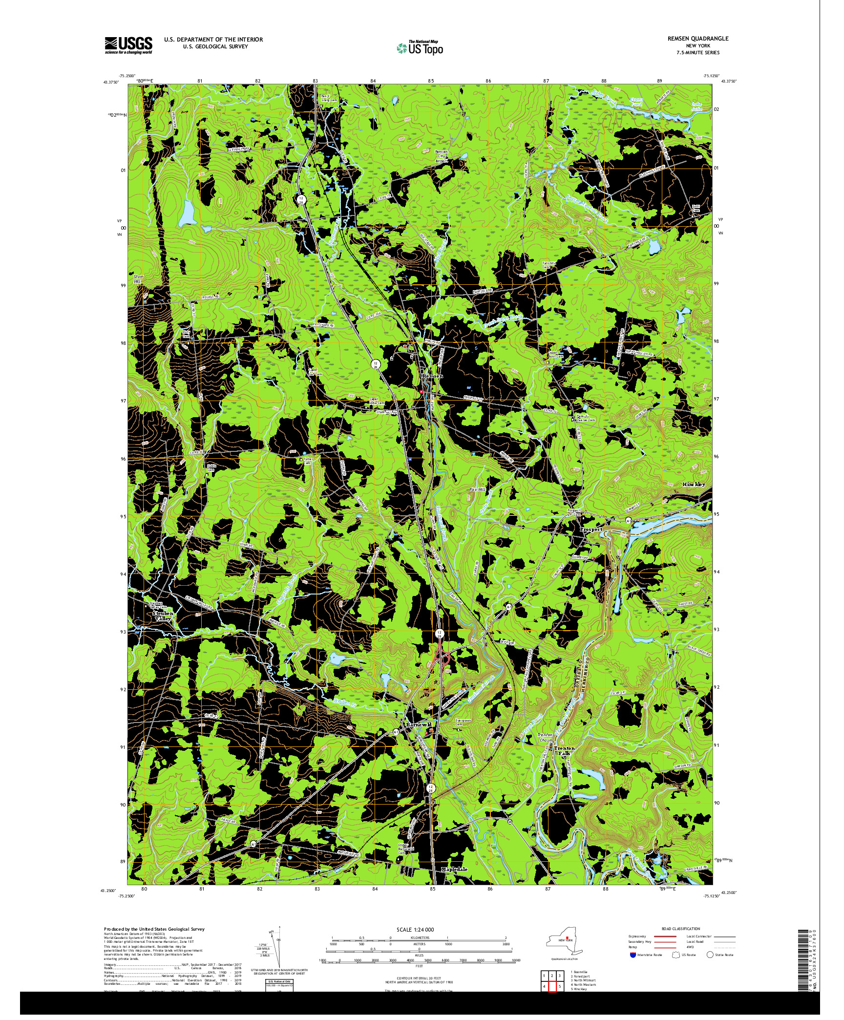 USGS US TOPO 7.5-MINUTE MAP FOR REMSEN, NY 2019