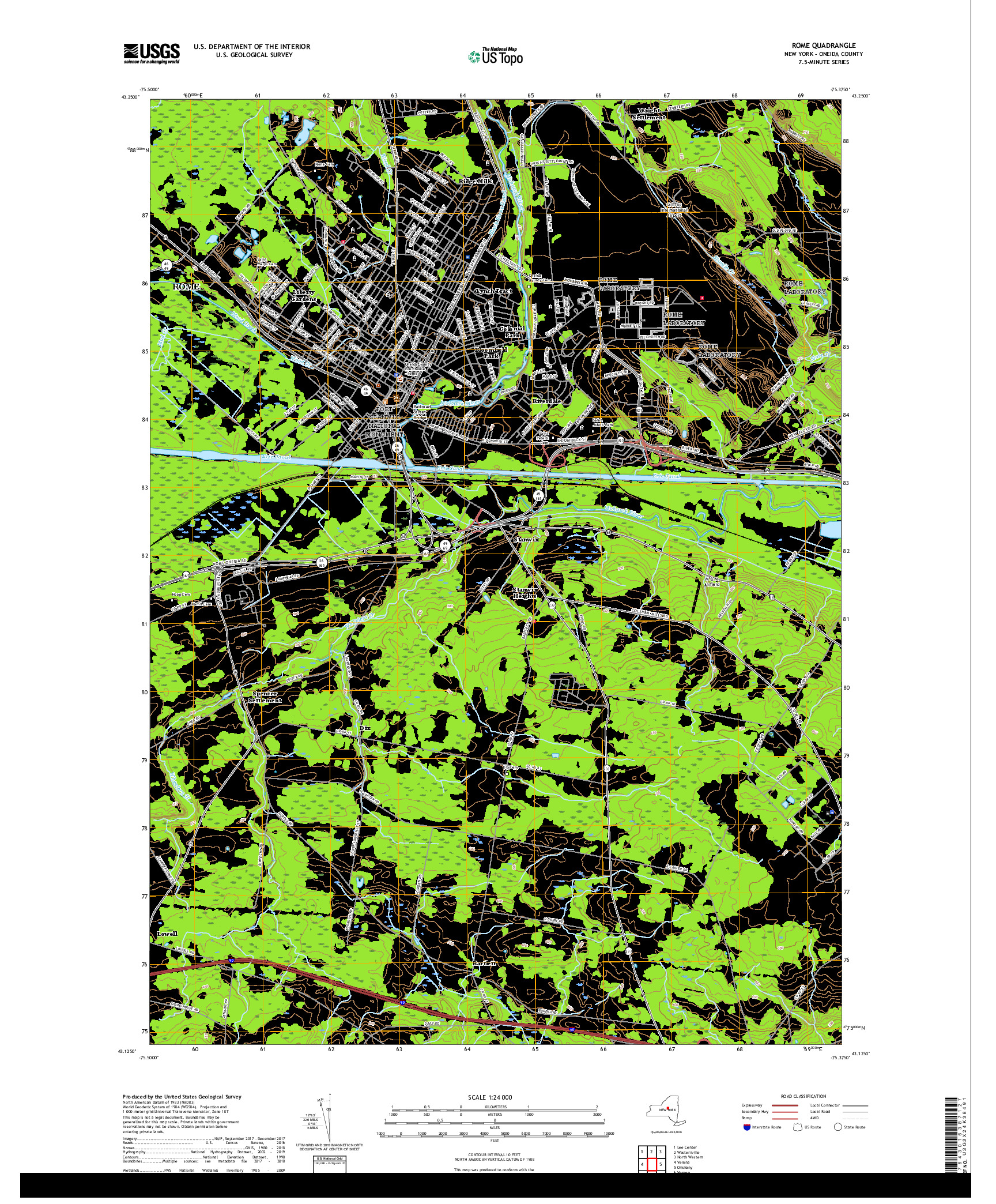 USGS US TOPO 7.5-MINUTE MAP FOR ROME, NY 2019