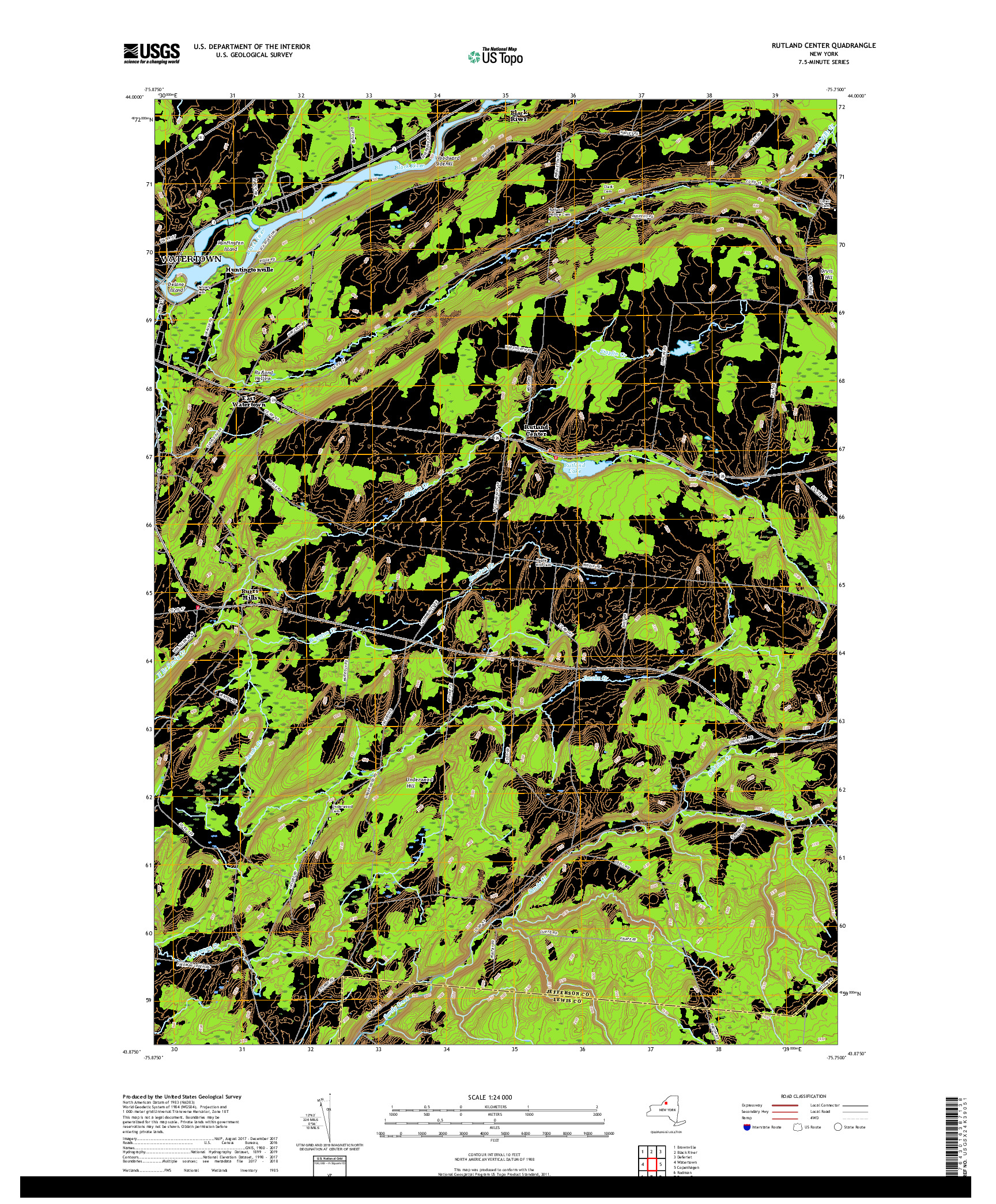 USGS US TOPO 7.5-MINUTE MAP FOR RUTLAND CENTER, NY 2019