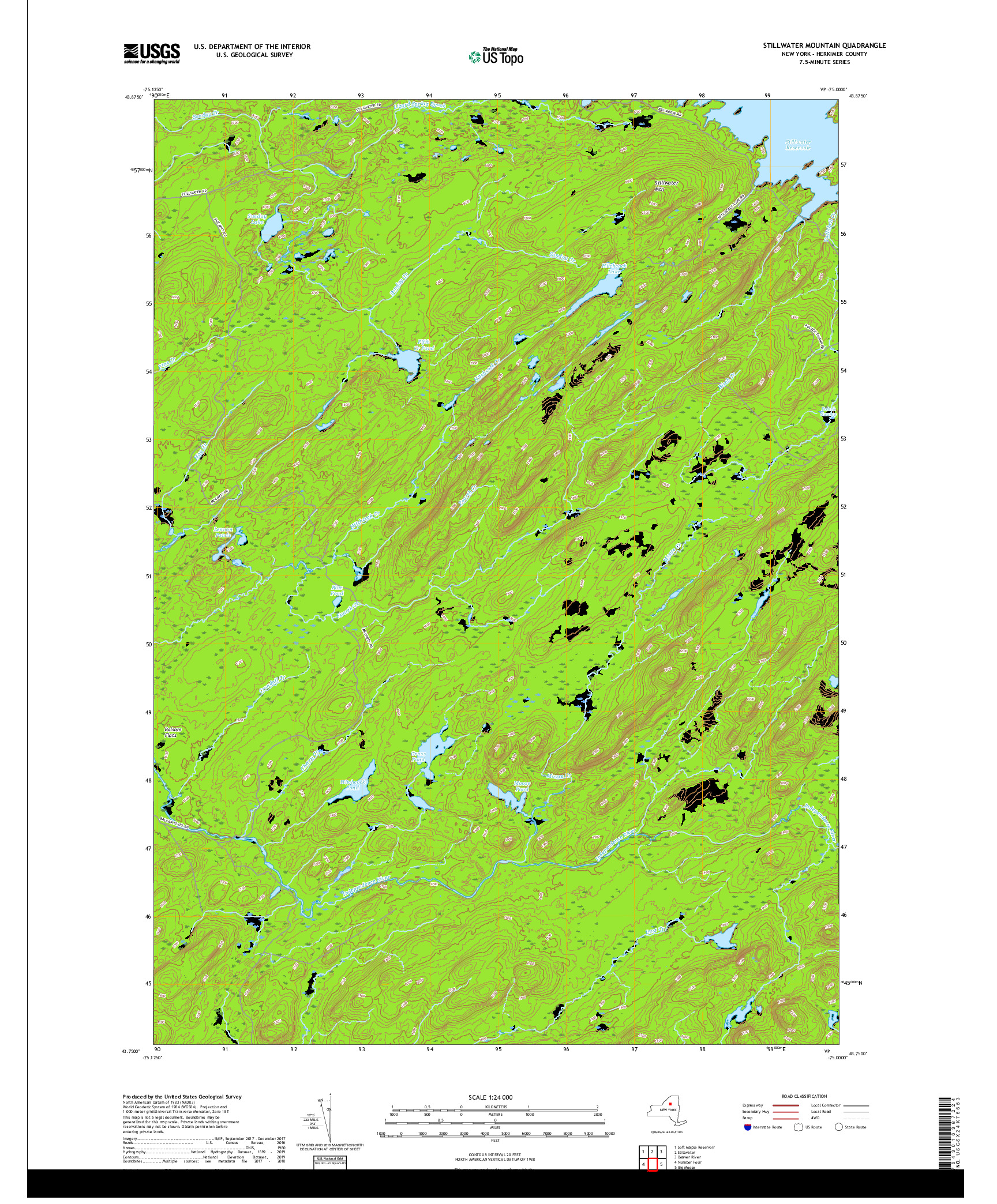 USGS US TOPO 7.5-MINUTE MAP FOR STILLWATER MOUNTAIN, NY 2019