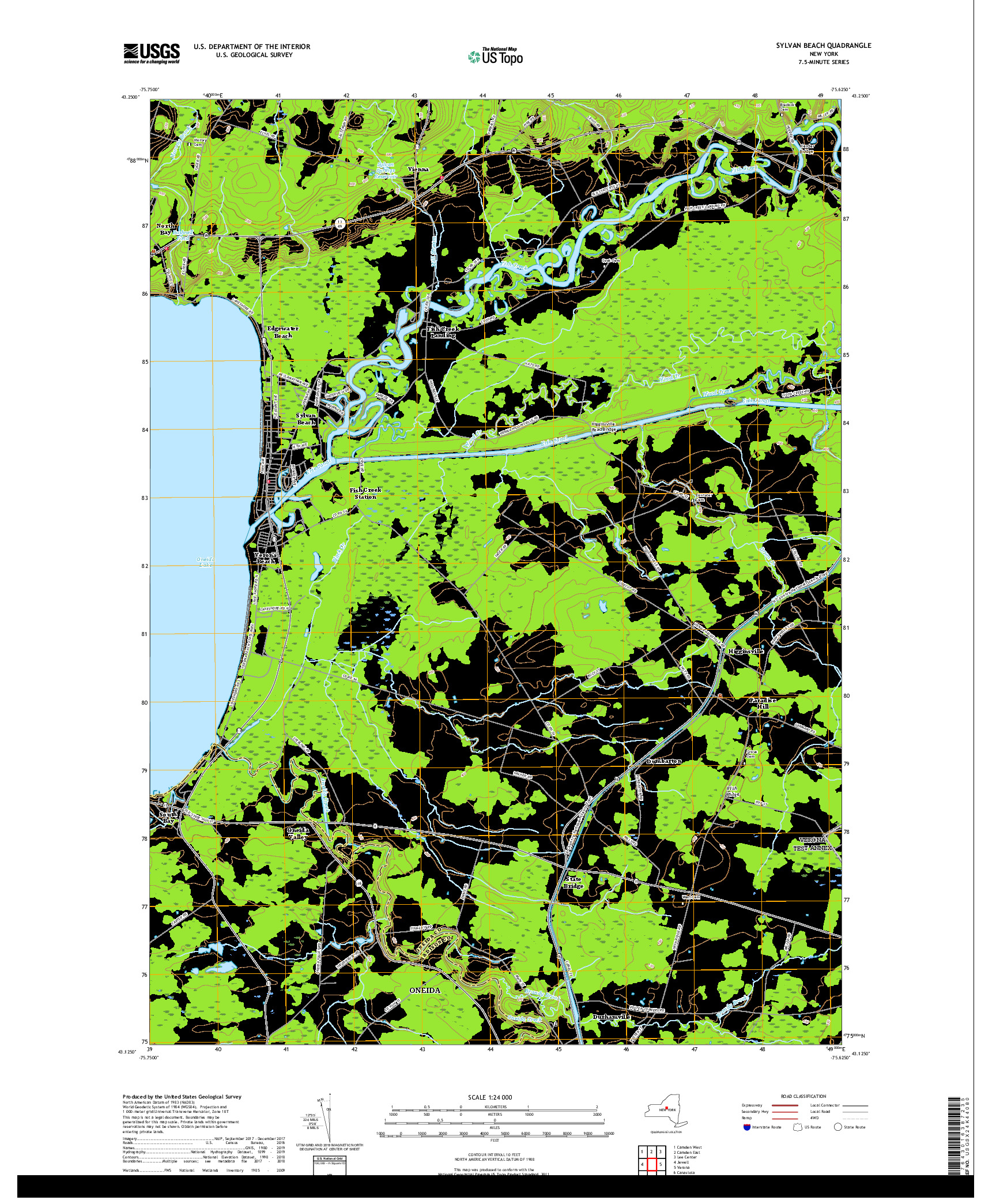 USGS US TOPO 7.5-MINUTE MAP FOR SYLVAN BEACH, NY 2019
