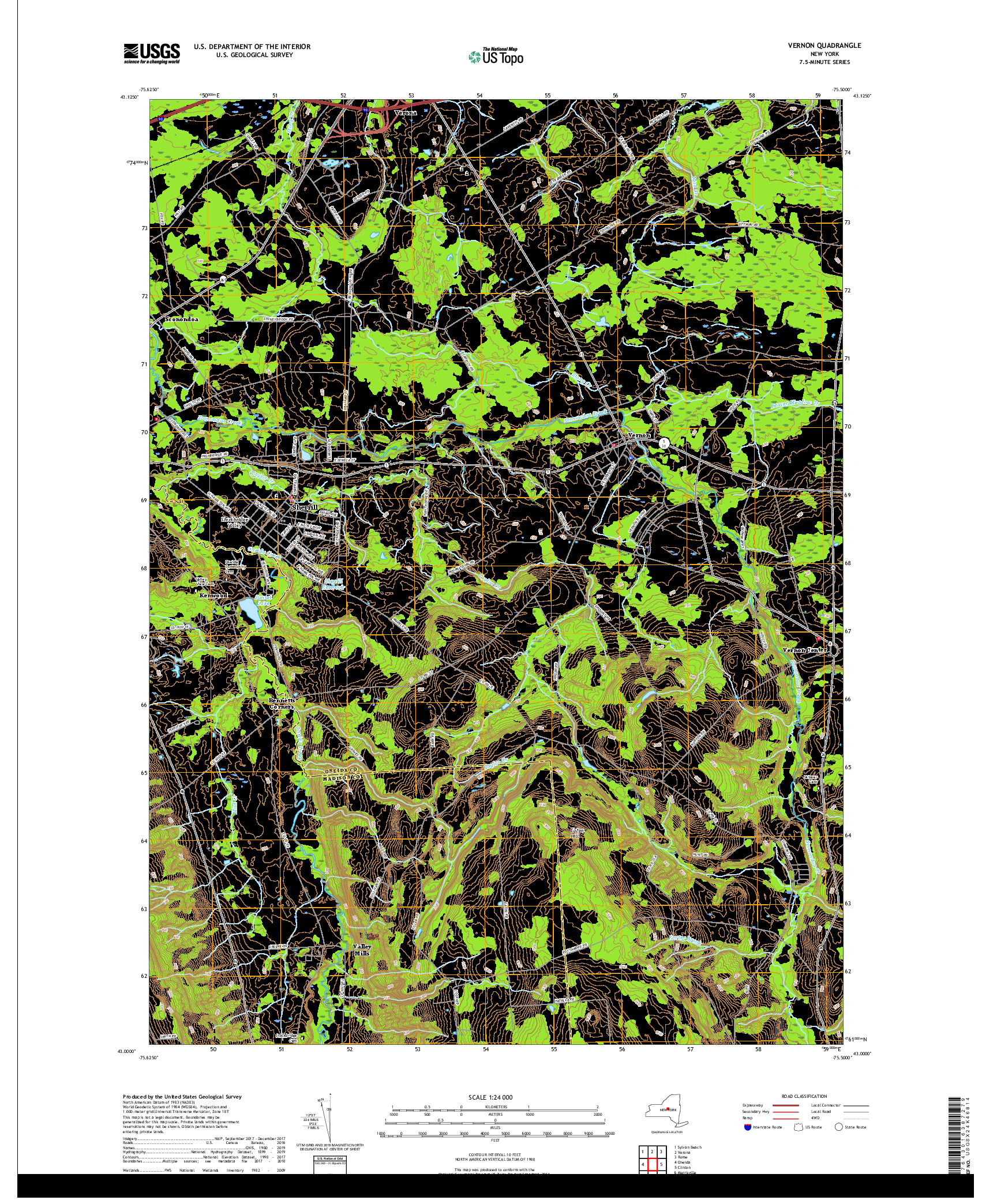 USGS US TOPO 7.5-MINUTE MAP FOR VERNON, NY 2019