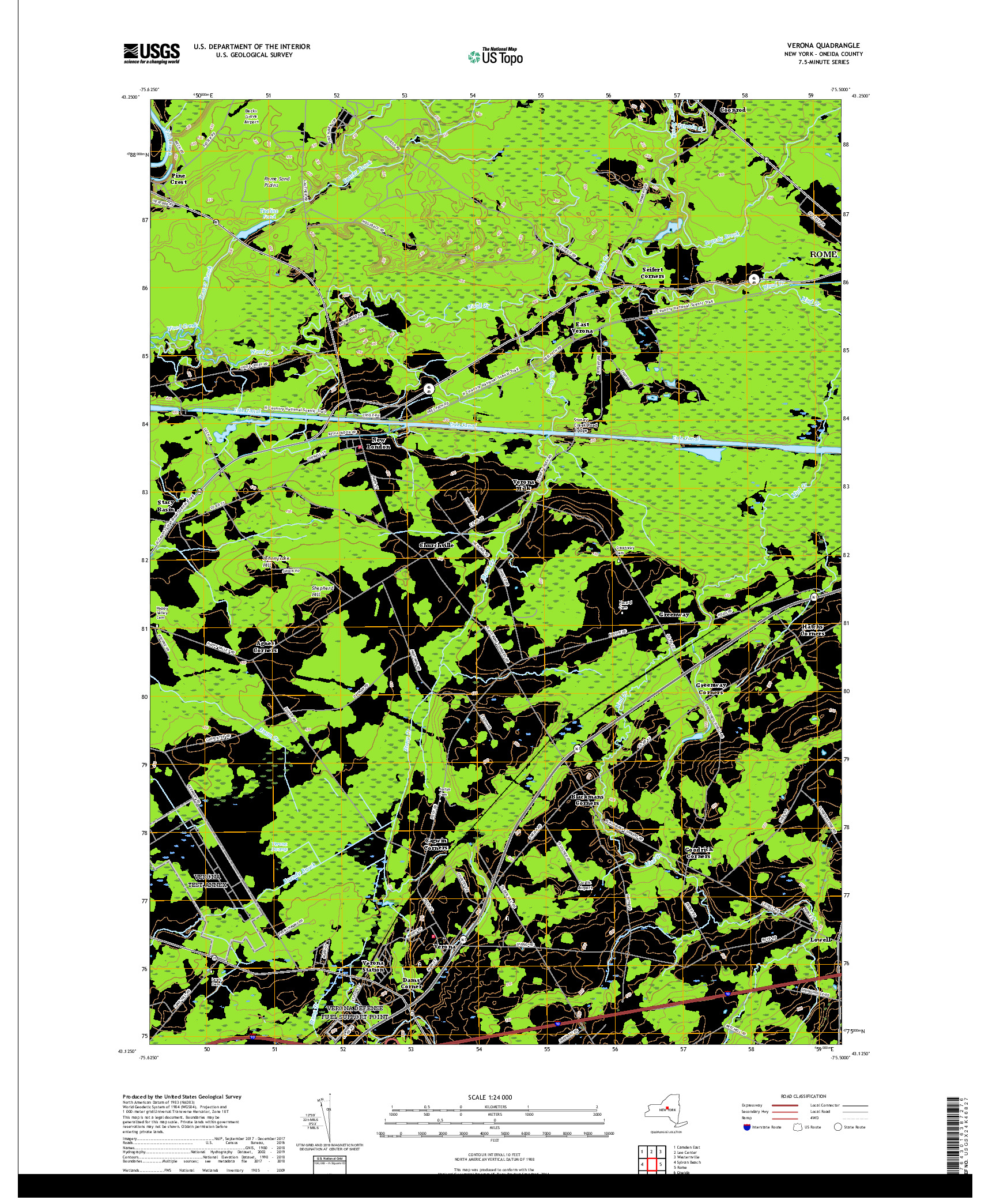 USGS US TOPO 7.5-MINUTE MAP FOR VERONA, NY 2019