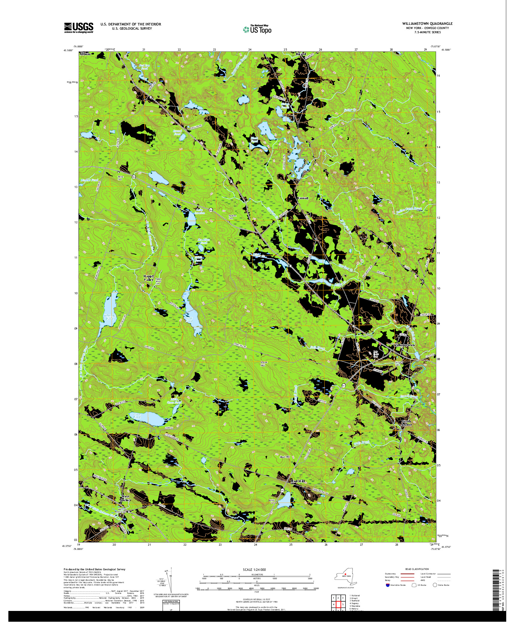 USGS US TOPO 7.5-MINUTE MAP FOR WILLIAMSTOWN, NY 2019