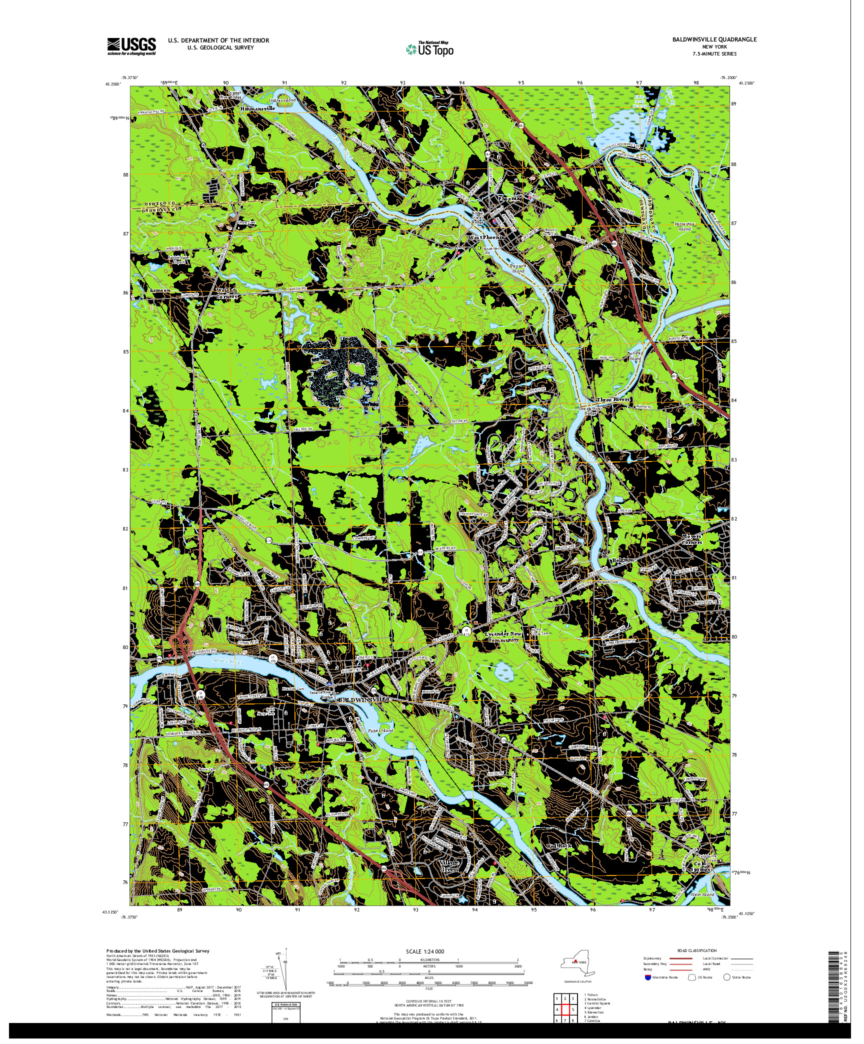 USGS US TOPO 7.5-MINUTE MAP FOR BALDWINSVILLE, NY 2019