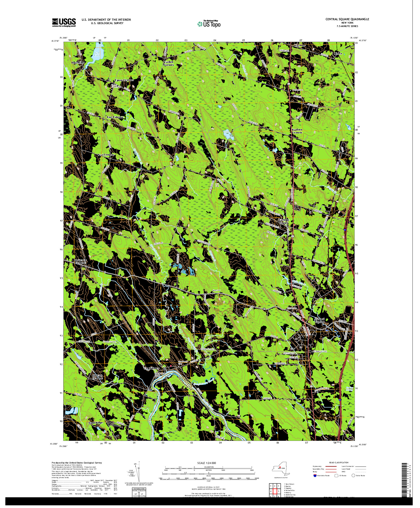 USGS US TOPO 7.5-MINUTE MAP FOR CENTRAL SQUARE, NY 2019