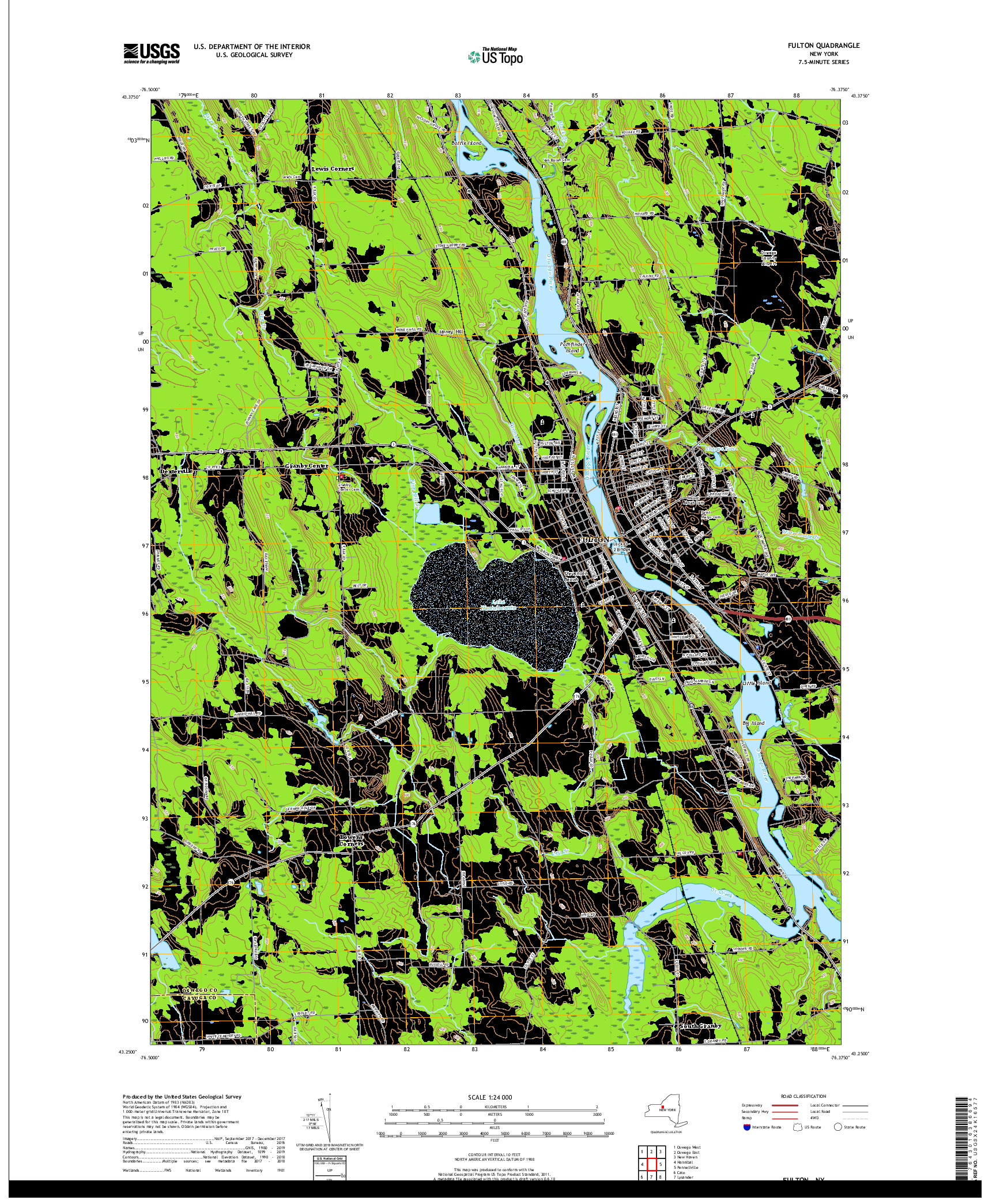 USGS US TOPO 7.5-MINUTE MAP FOR FULTON, NY 2019