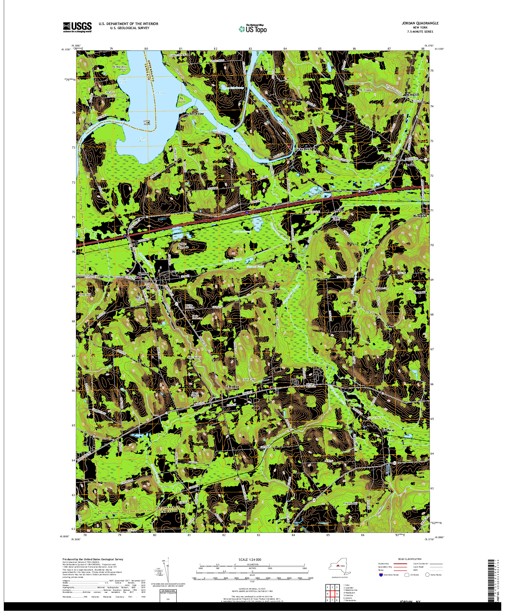 USGS US TOPO 7.5-MINUTE MAP FOR JORDAN, NY 2019